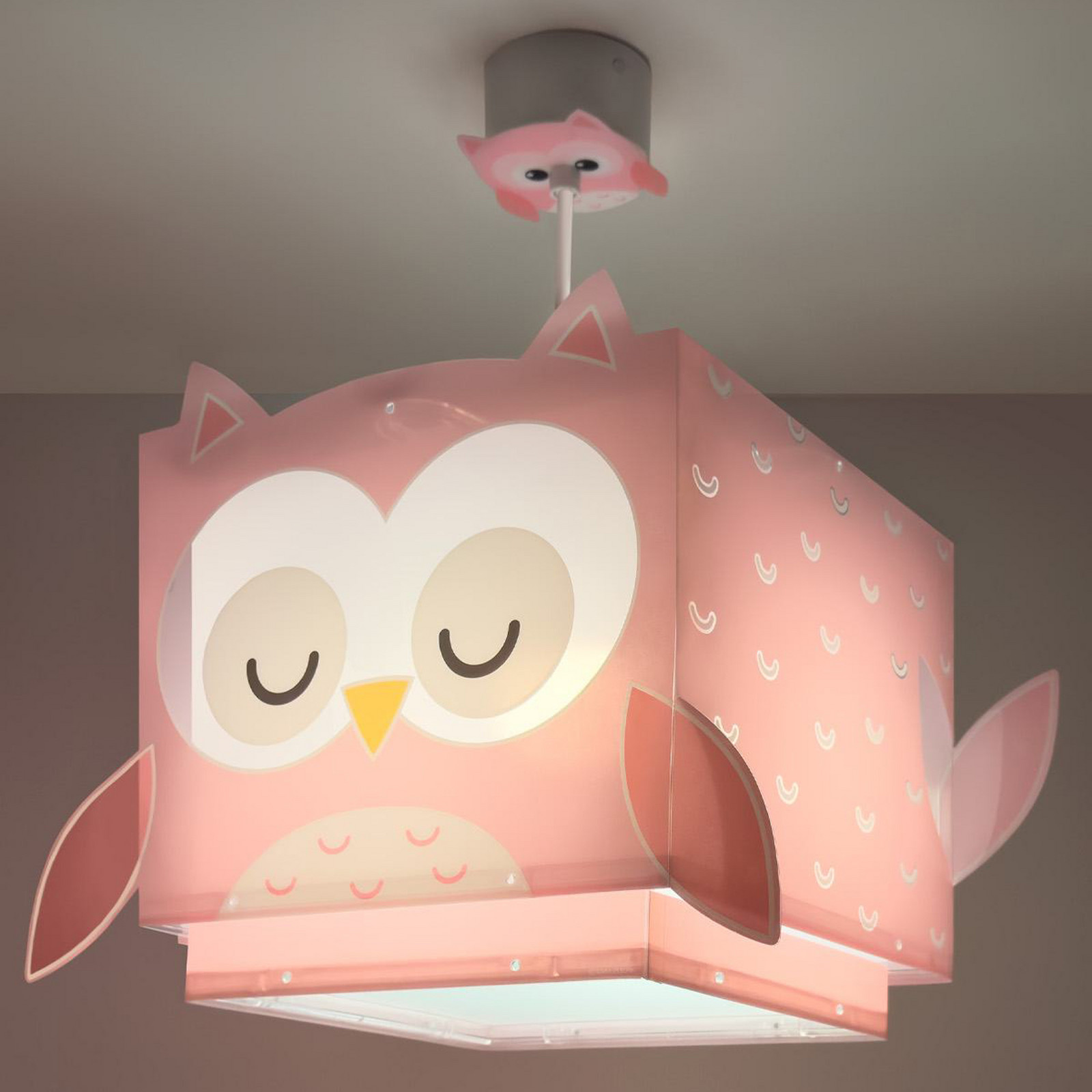 Lampă suspendată Dalber LITTLE OWL roz E27 - Camera copiilor - roz alb - Plastic