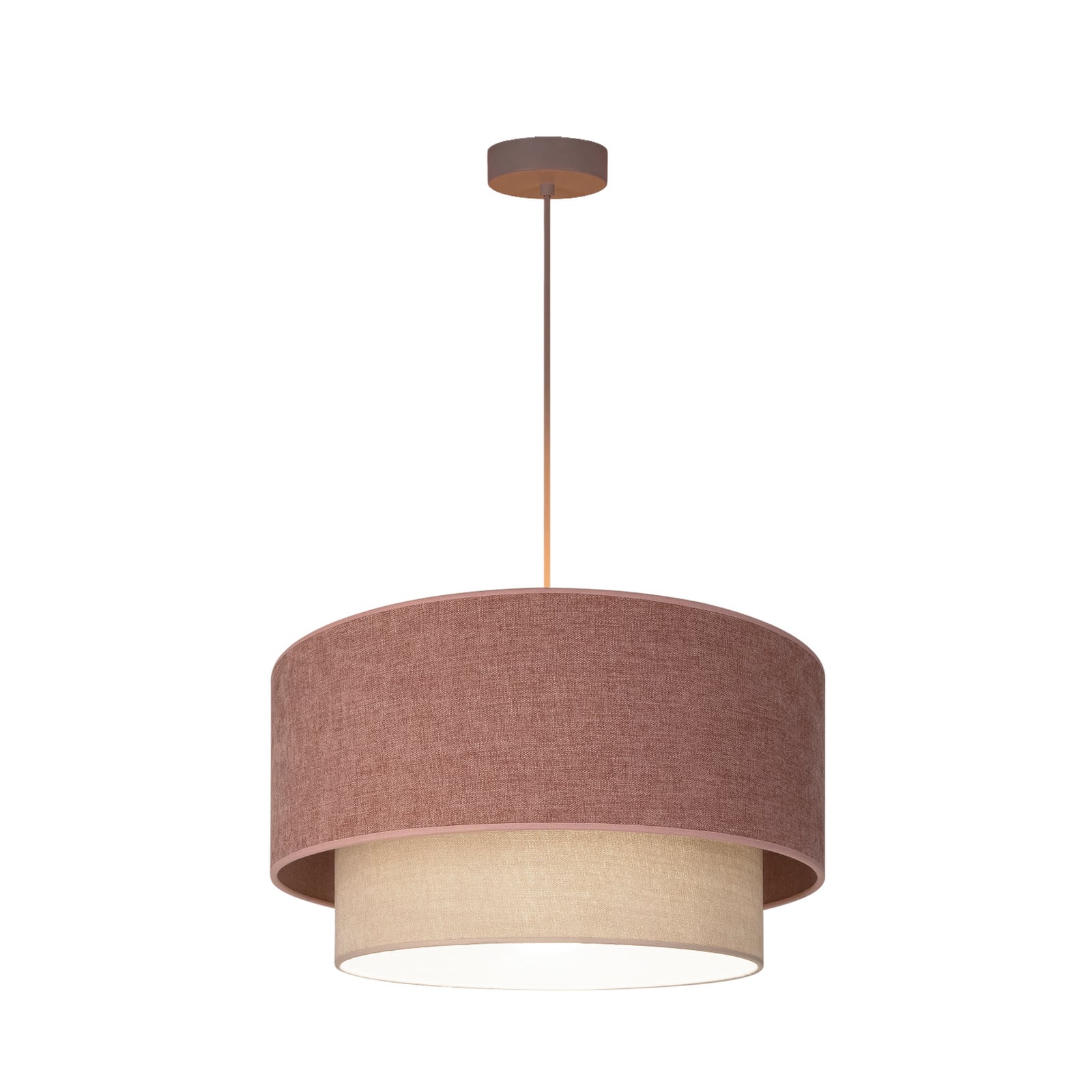 Lampa wisząca Boho, beżowo-różowa, Ø 45 cm, tkanina, E27