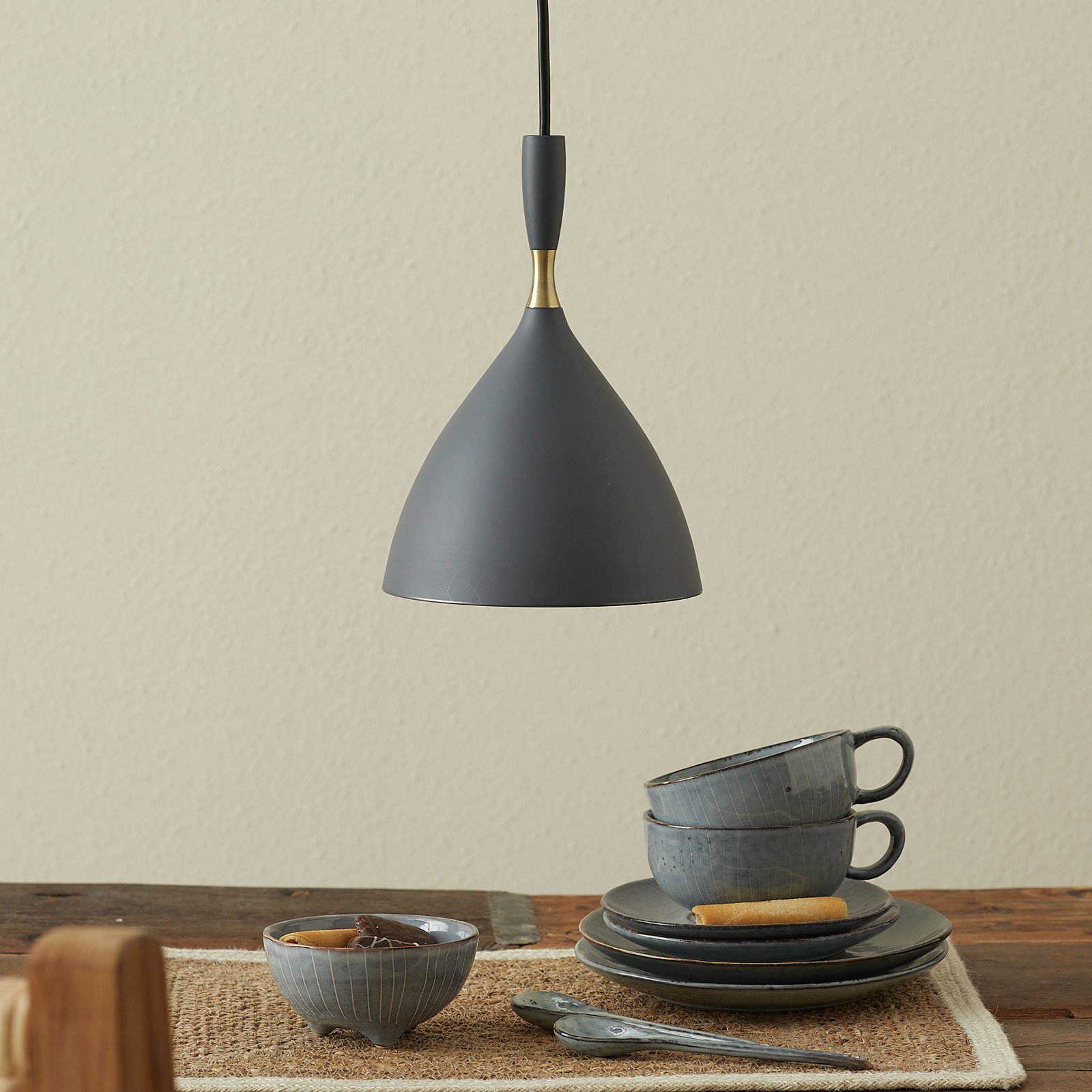 Dark grey hanging light Dokka, made of steel