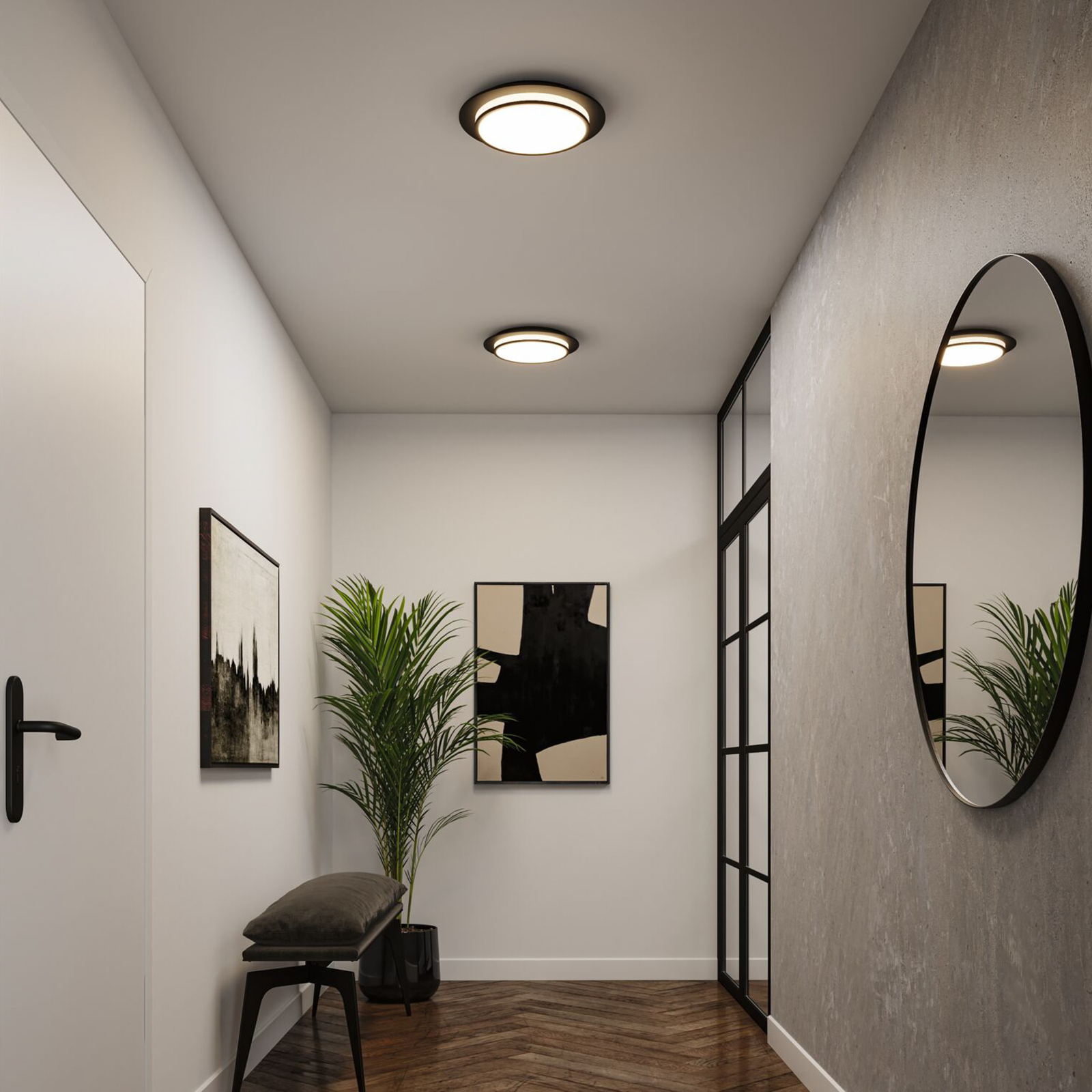 Paulmann Egron LED ceiling lamp 3-level dim black