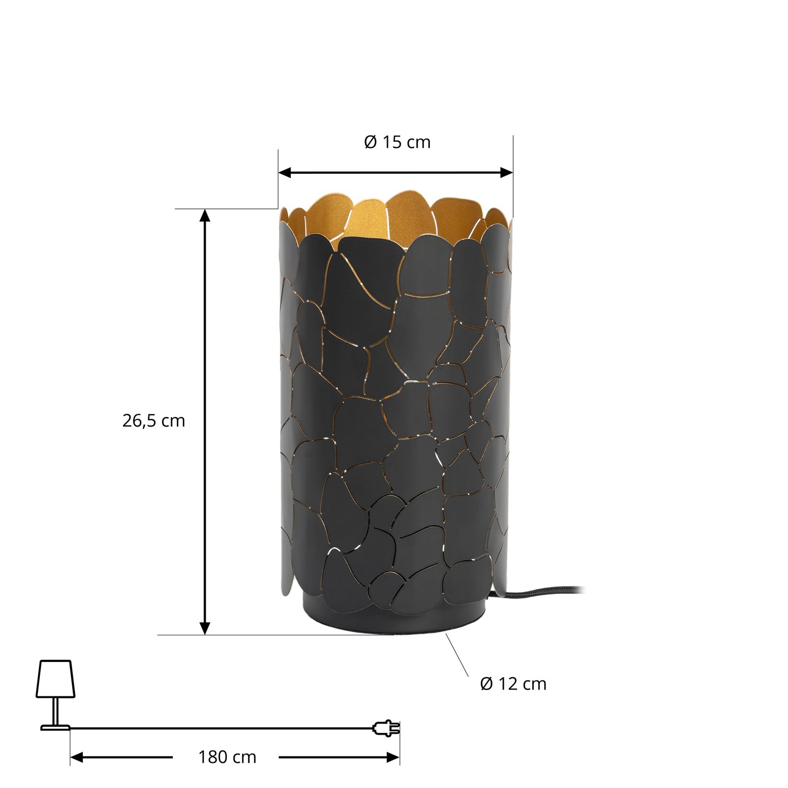 Aralena Table Lamp Black/Gold - Lindby