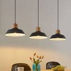 Lindby Nefeli hanglamp met houtdetails, 3-lamps