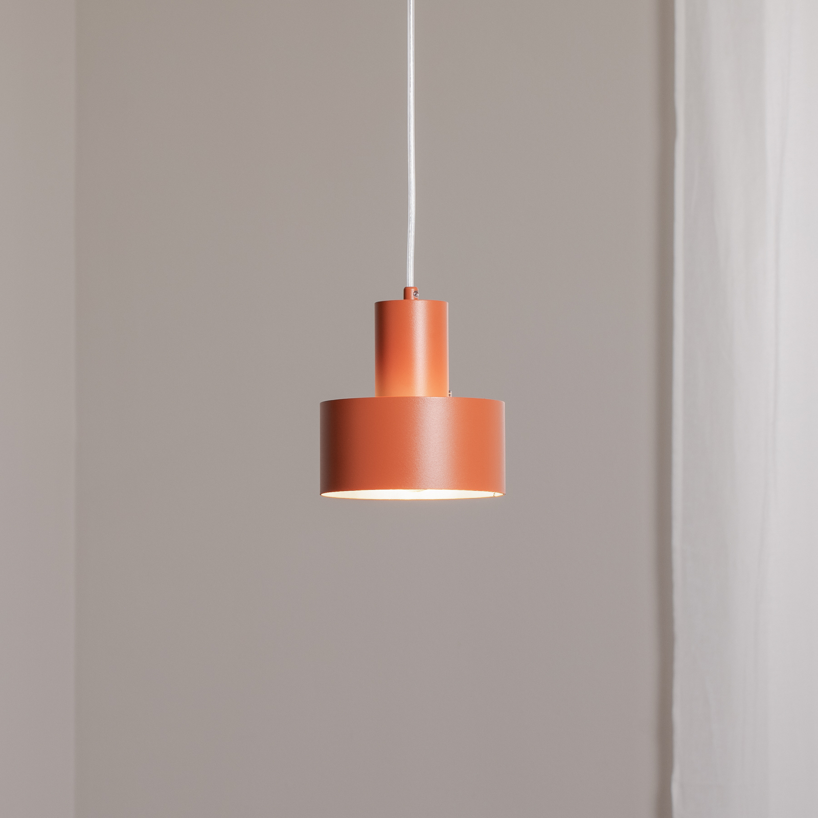 Hängeleuchte Rif S, ziegelrot, 1-flammig, Ø 15 cm, Stahl 