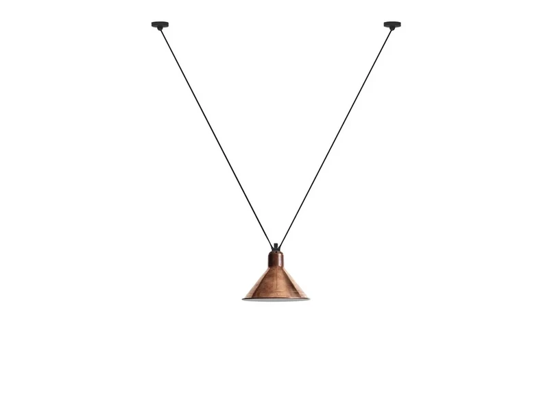 Lampe Gras - 323 L Pendant Conical Raw Copper/White