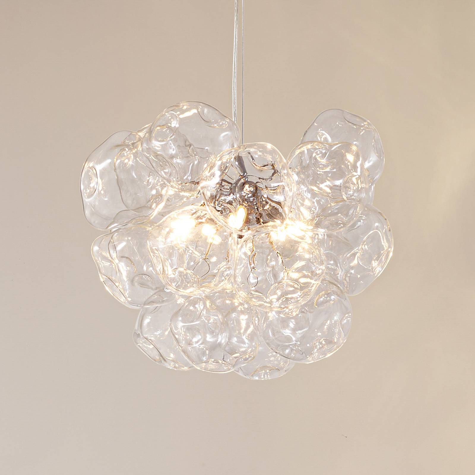 Lucande Hängeleuchte Diborah, klar, Ø 43 cm, Glas, G9 günstig online kaufen