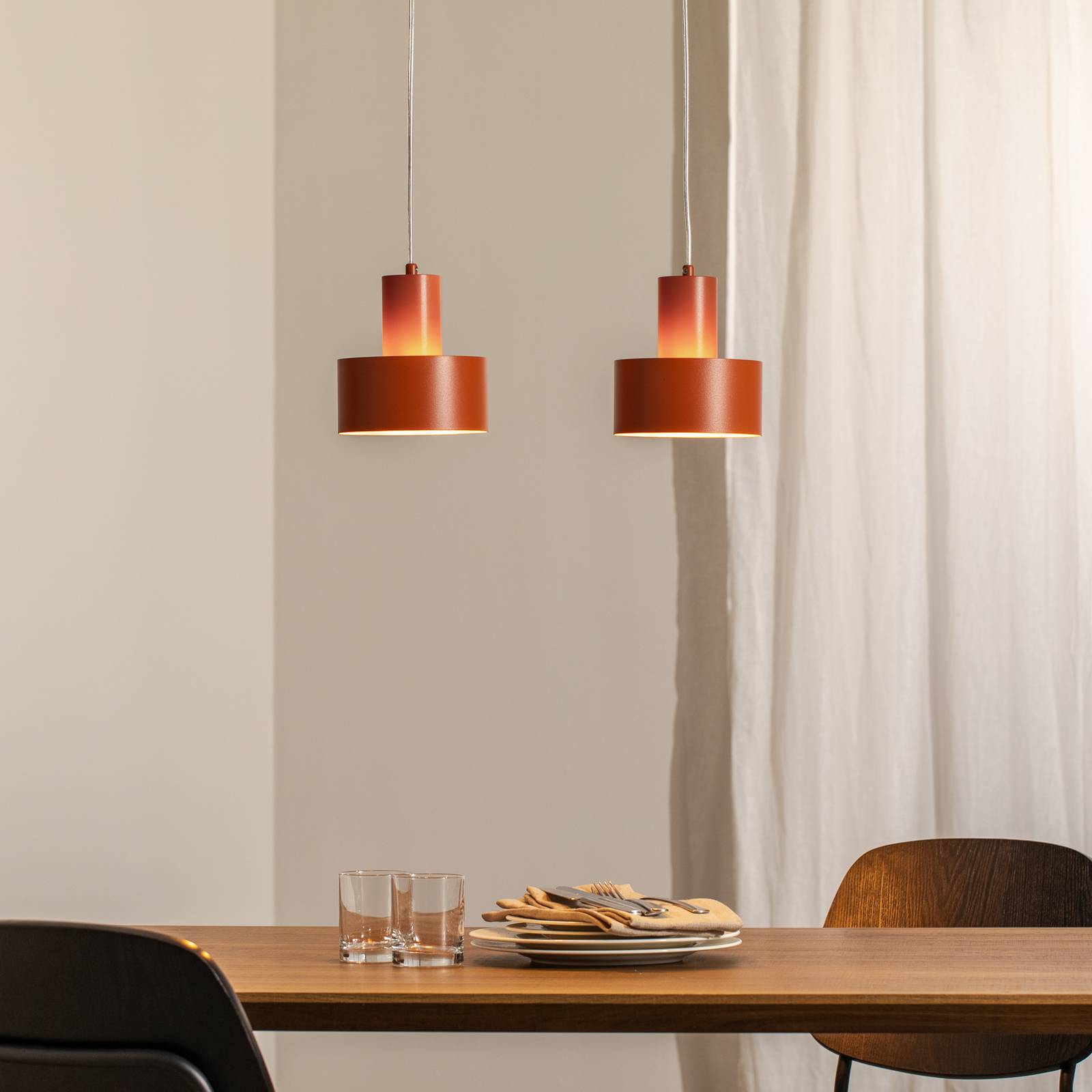 Hängeleuchte Rif 2, ziegelrot, 2-flammig, linear, Stahl günstig online kaufen