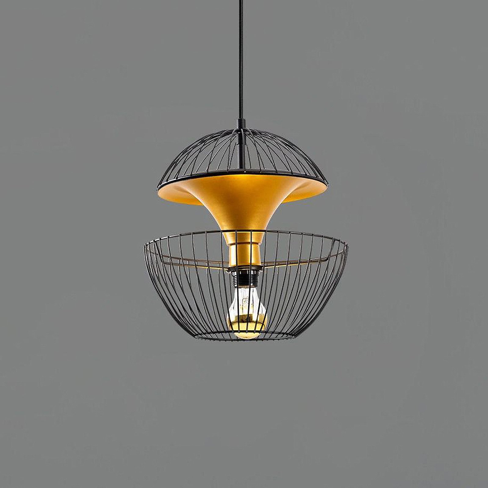 Hanglamp Telmander 11440, zwart/goud, metaal, Ø 30 cm