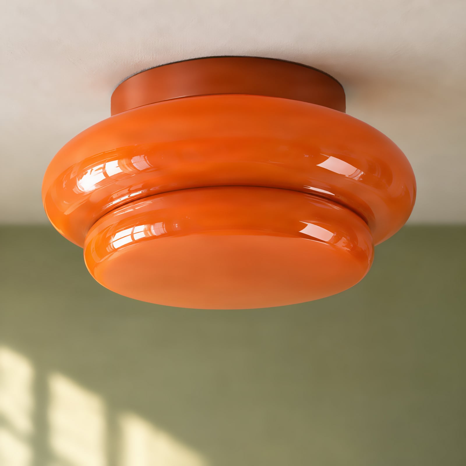 Lampa sufitowa Lucande Leilani, Ø 35 cm, pomarańczowa, E27, szkło