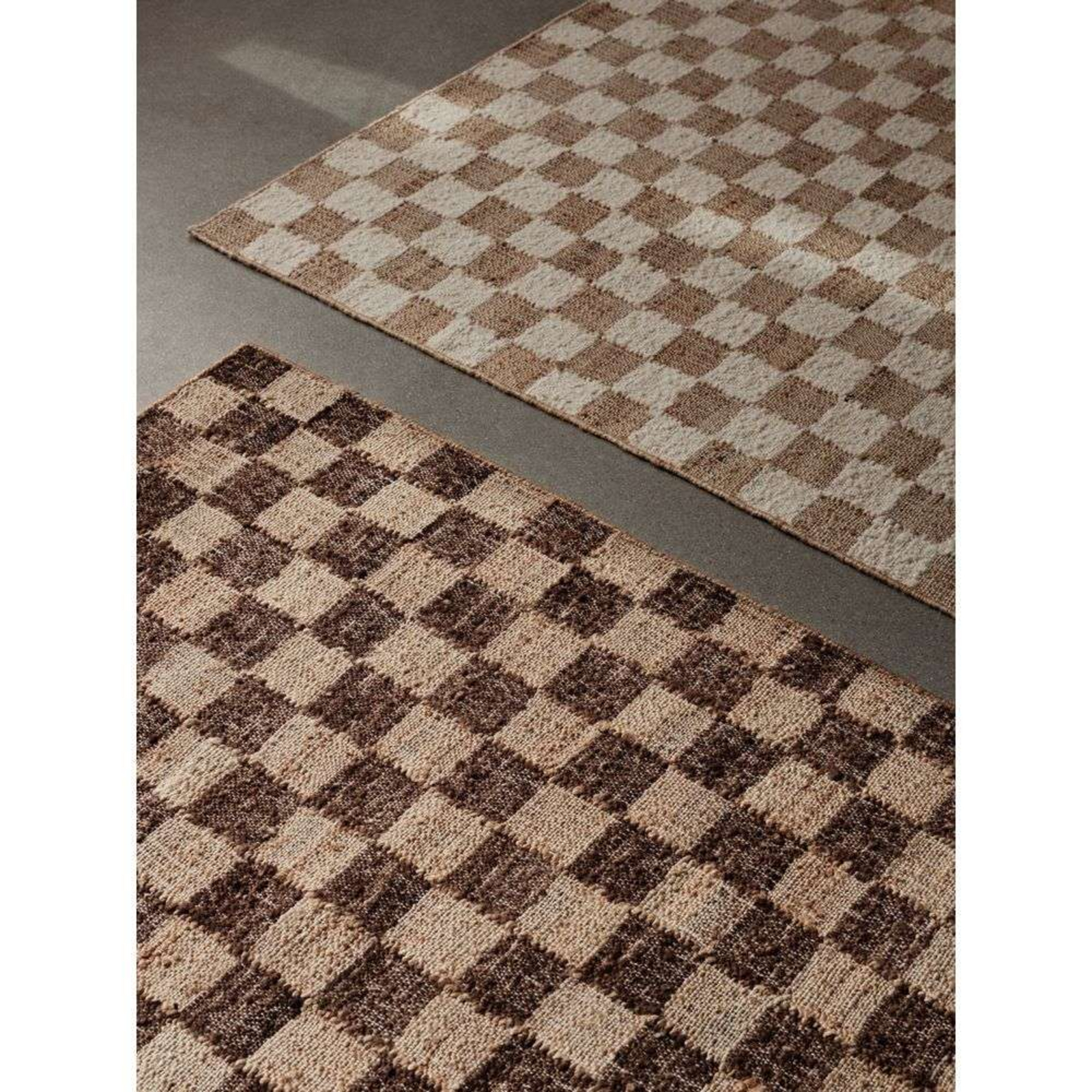 Check Wool Jute Rug 140x200 Off-white/Natural - ferm LIVING