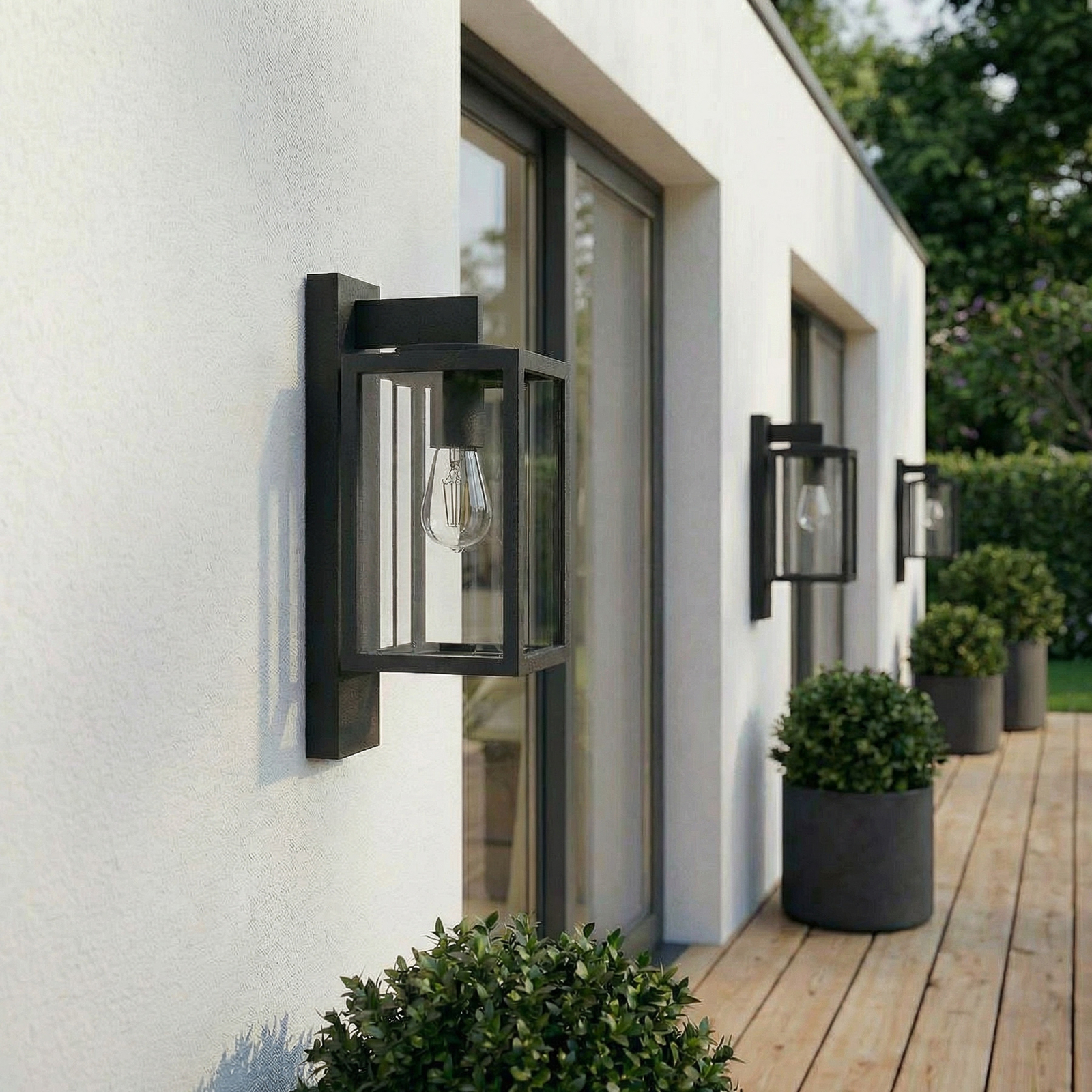 Lucande Außenwandleuchte Ferda, 3er-Set, anthrazit, IP44