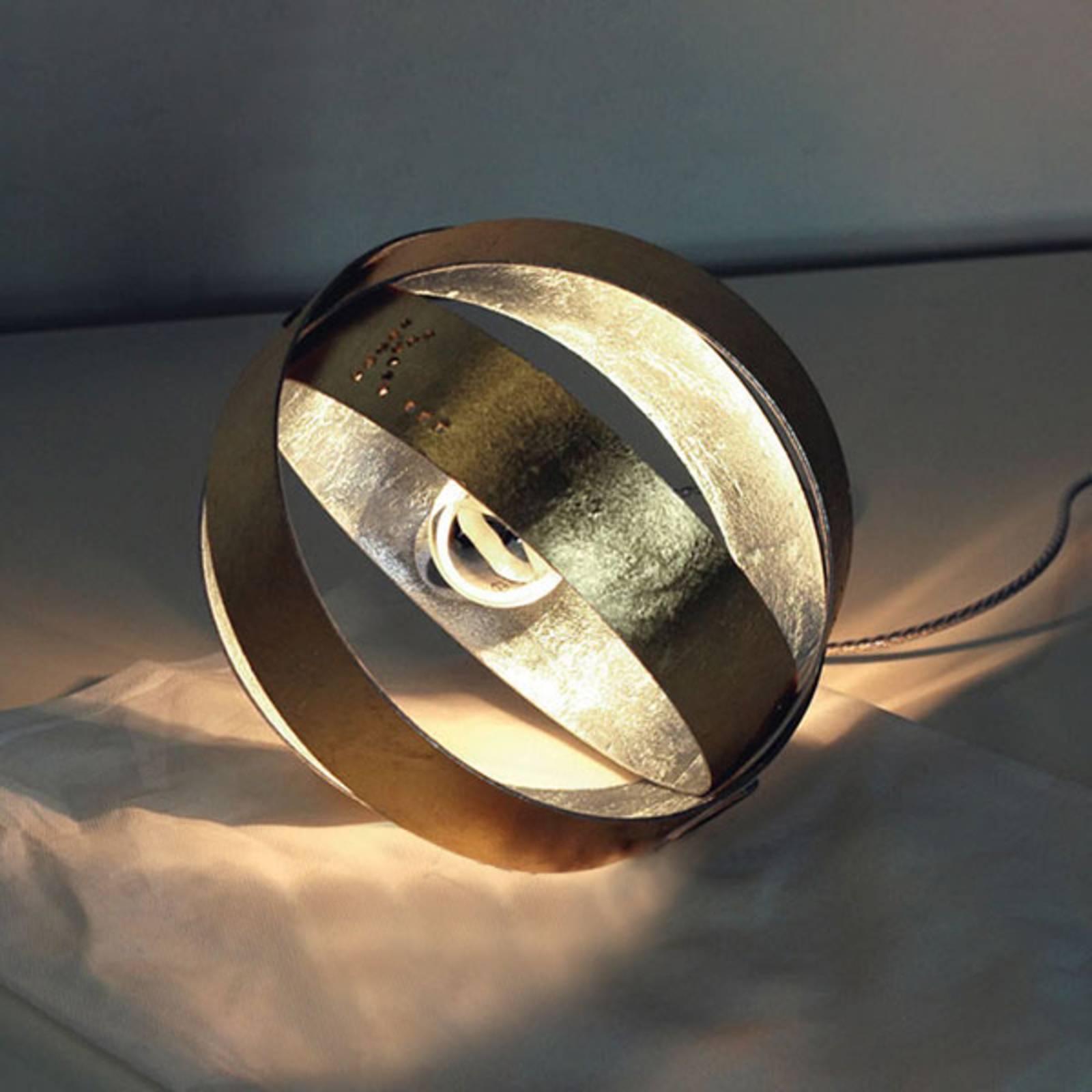 Knikerboker Ecliptika - modern LED table lamp, for Living / Dining Room, aluminium, gold leaf, E14, 4 W, energy efficiency: A+
