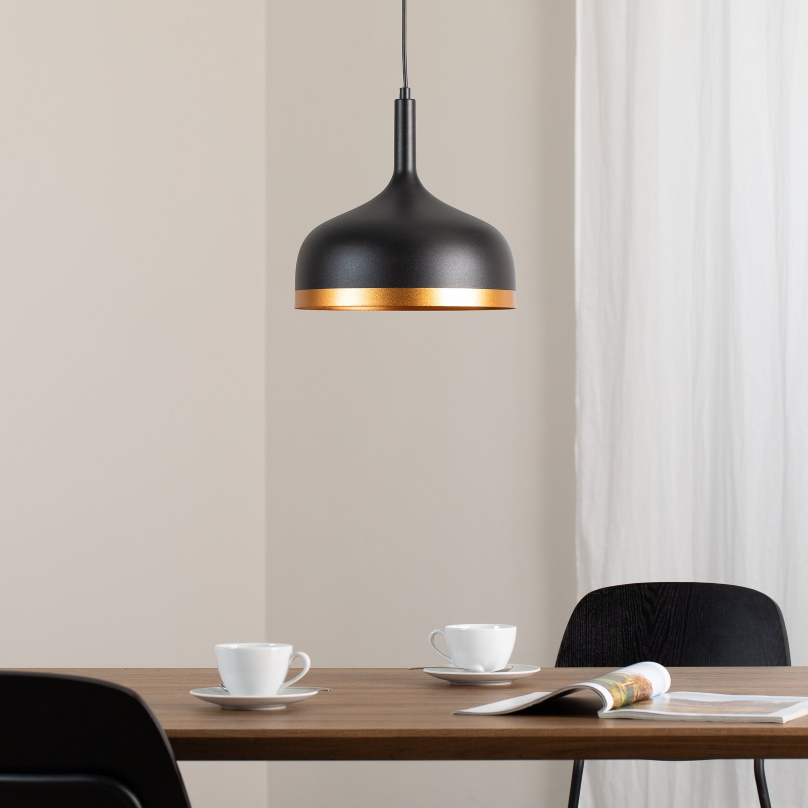 Lampada a sospensione Sivani MR-826, nero/oro, metallo, Ø 30 cm