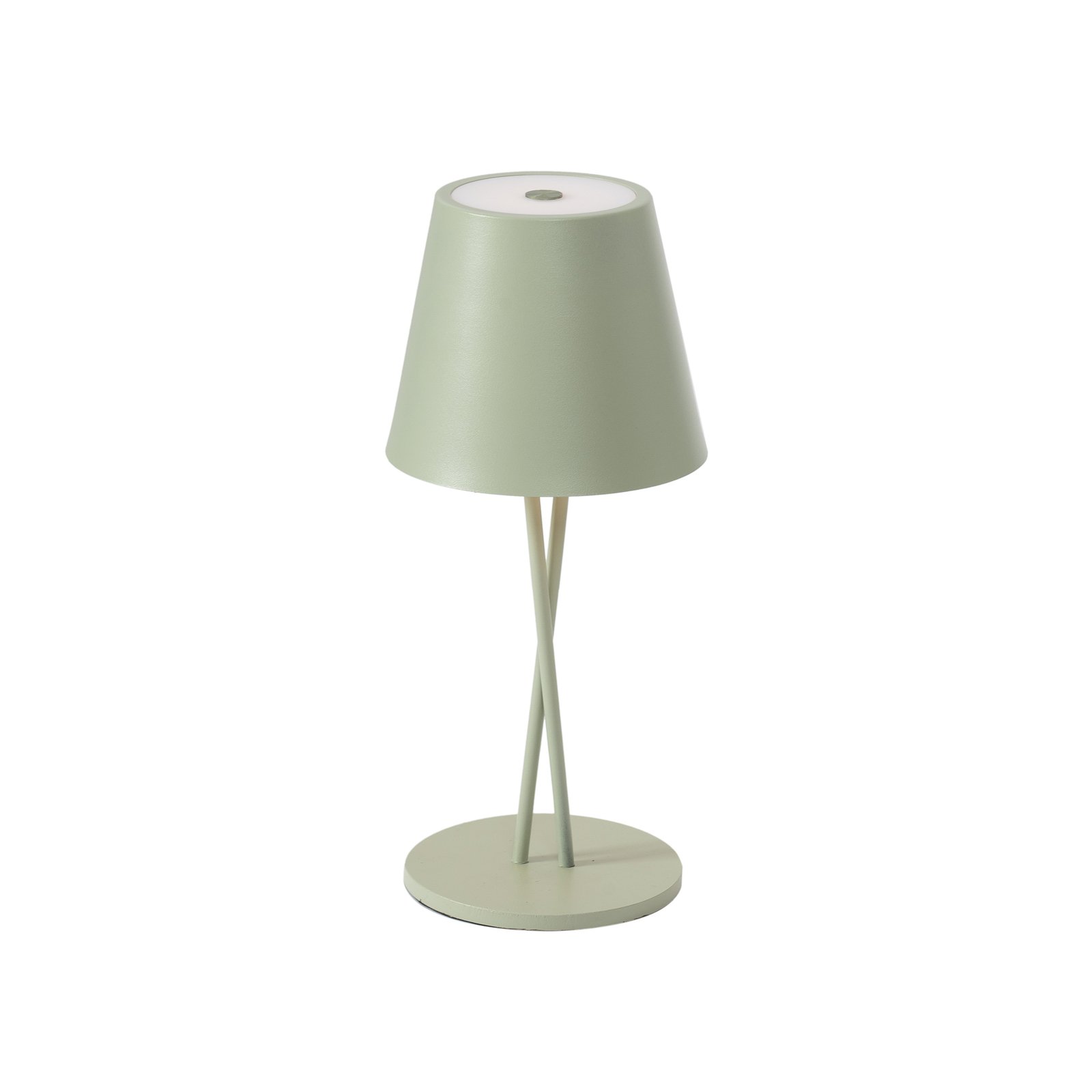 Akumulatorowa lampa stołowa LED Lindby Janea CROSS, zielona, metalowa