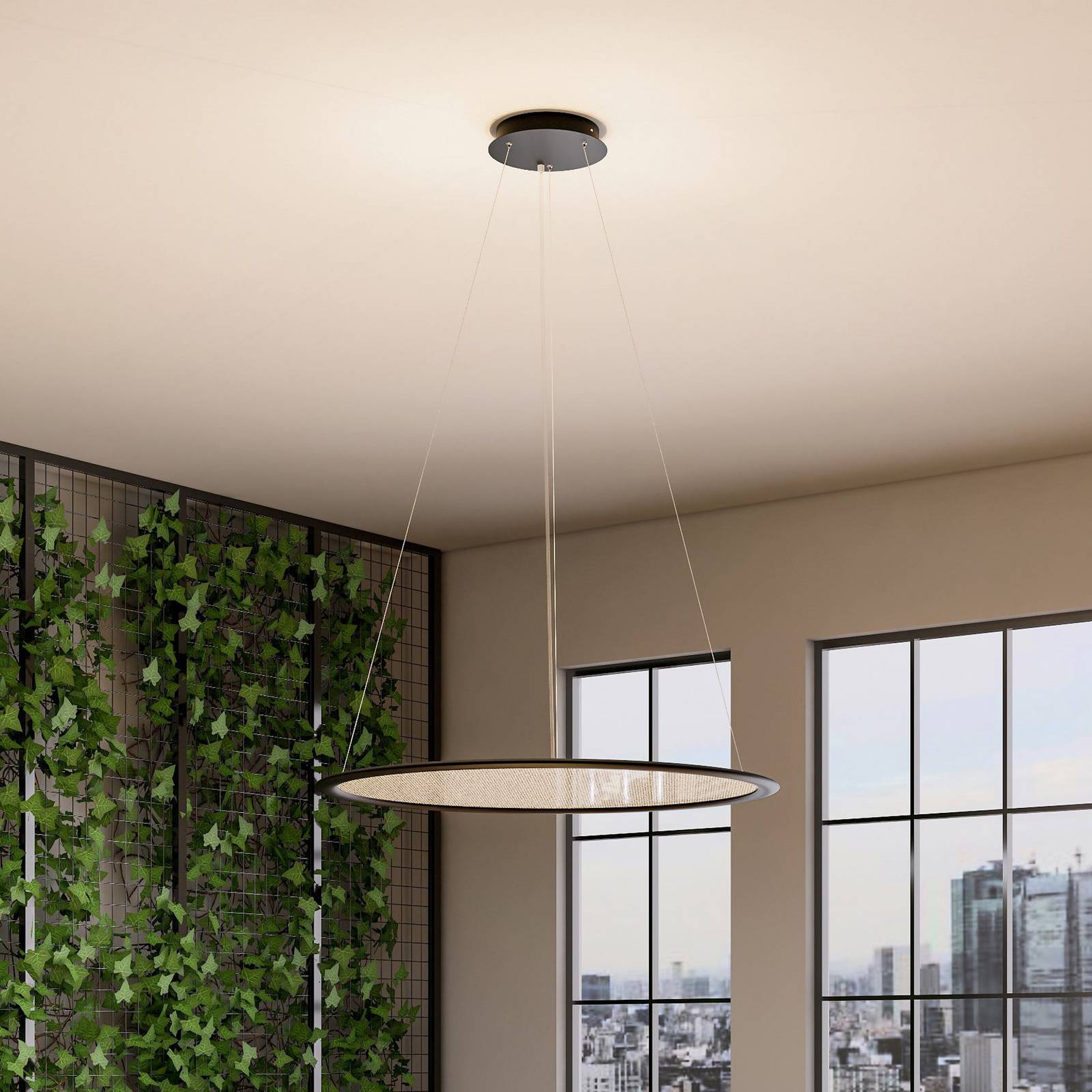 LED-Hängelampe PANEL, schwarz, Ø 63 cm, Metall, CCT dim 50 W günstig online kaufen