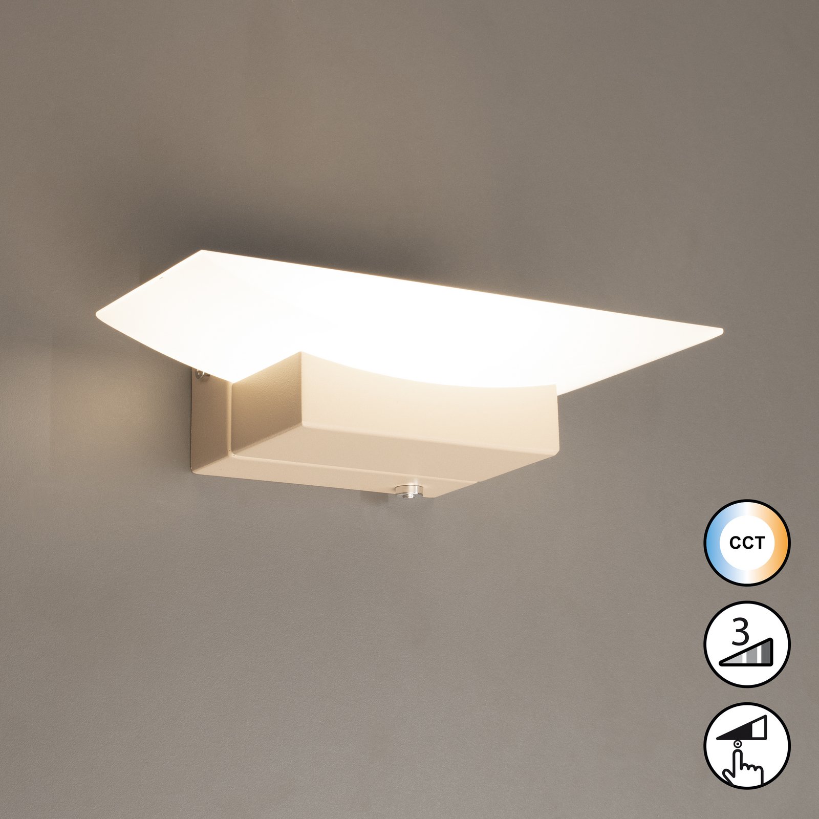 LED-Wandleuchte Bowl TW, CCT Breite 20 cm, sandfarben