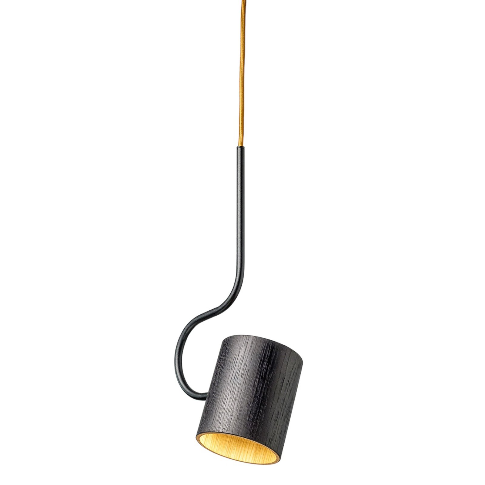 Bocal hanging light with a wooden lampshade