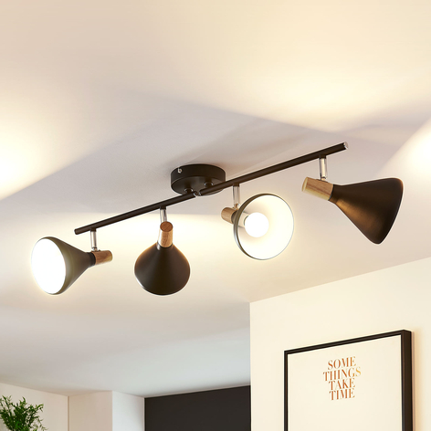 Plafonnier Arina en noir à 4 lampes