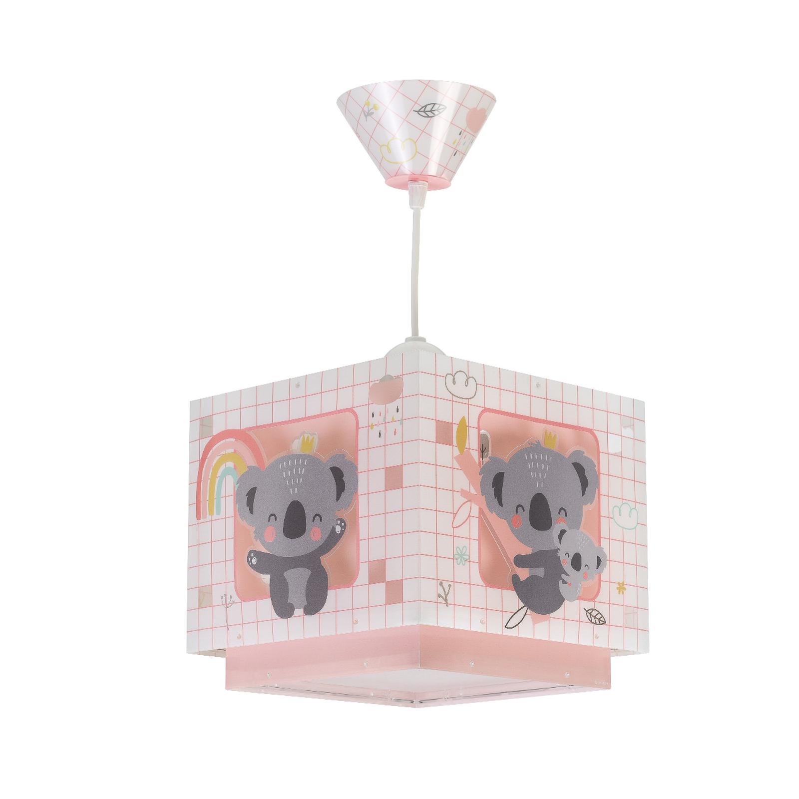 Lámpara colgante Koala para niños, 1 luz, rosa