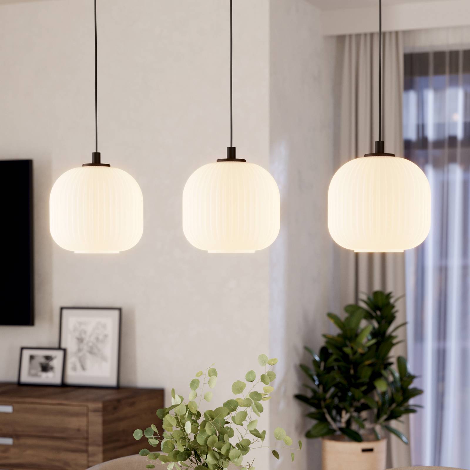 EGLO Suspension Mantunalle, longueur 120 cm, noir/blanc, 3 lampes
