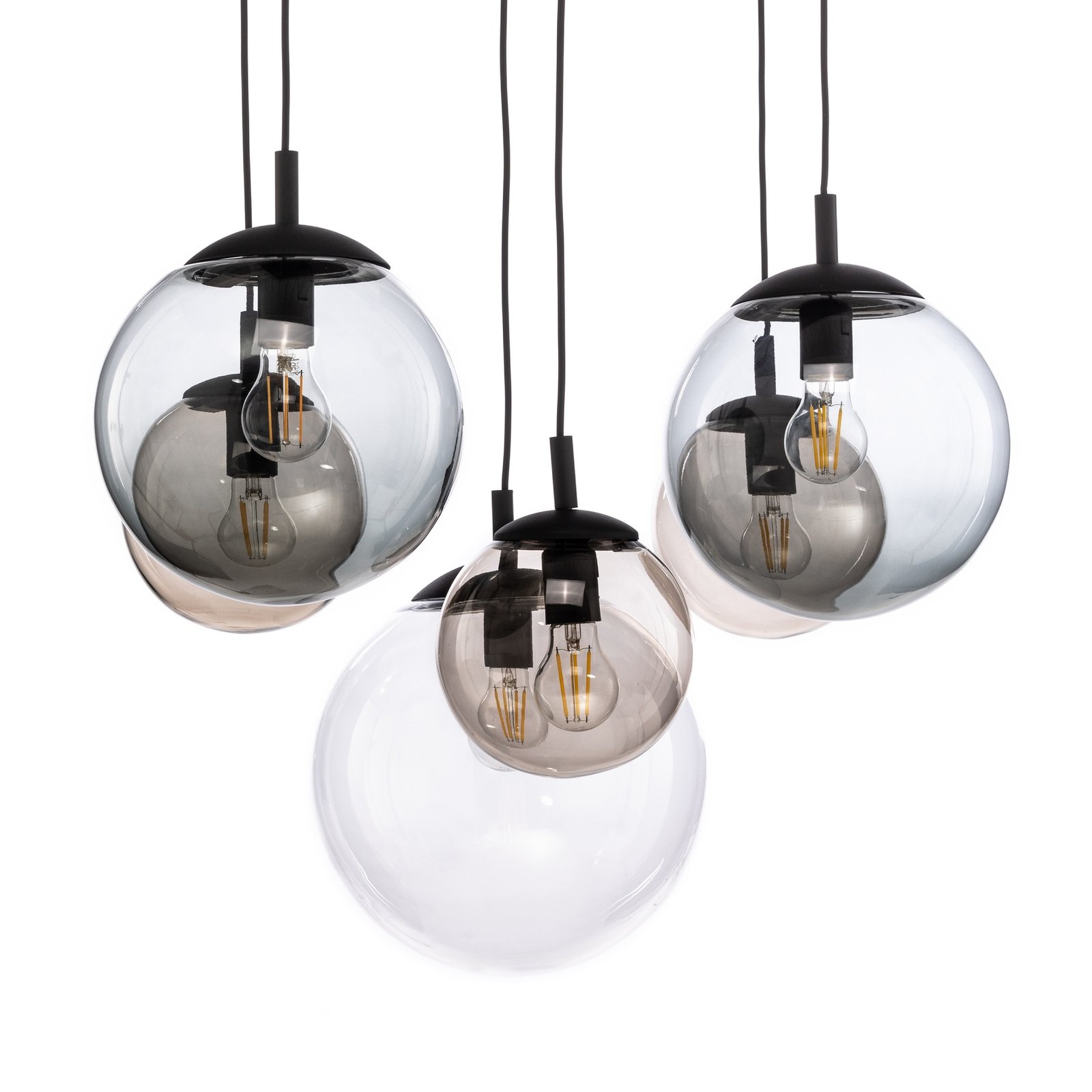 Esme hanging light, glass, multicoloured, 6-bulb, rectangular