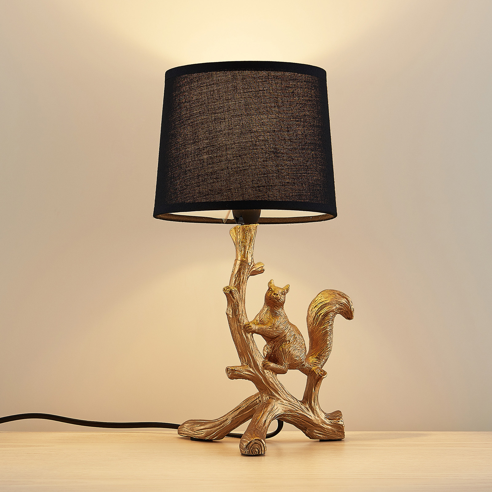Lindby Squira lampe à poser, noire-dorée