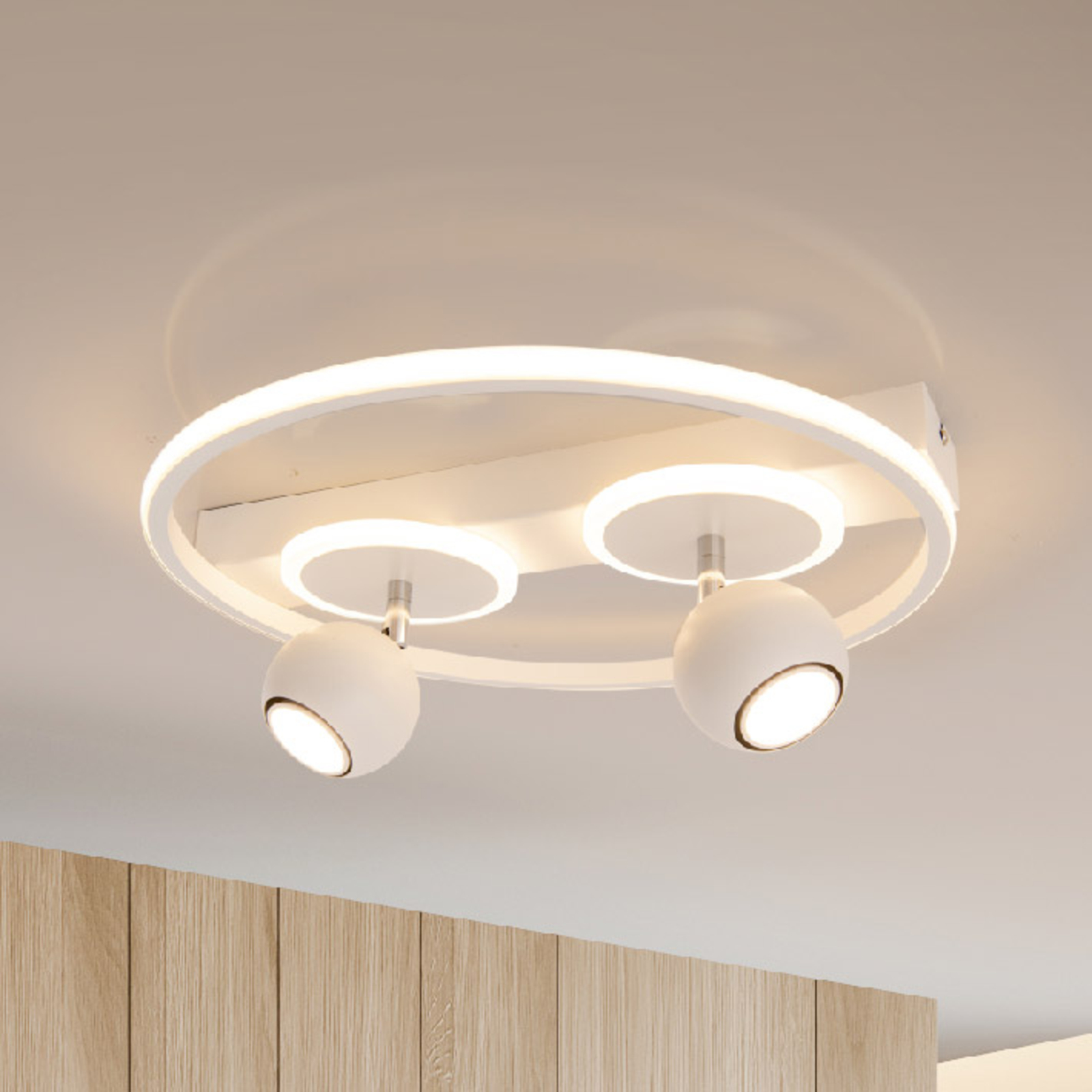 Lampa sufitowa LED Ronda, biała, 2-punktowa