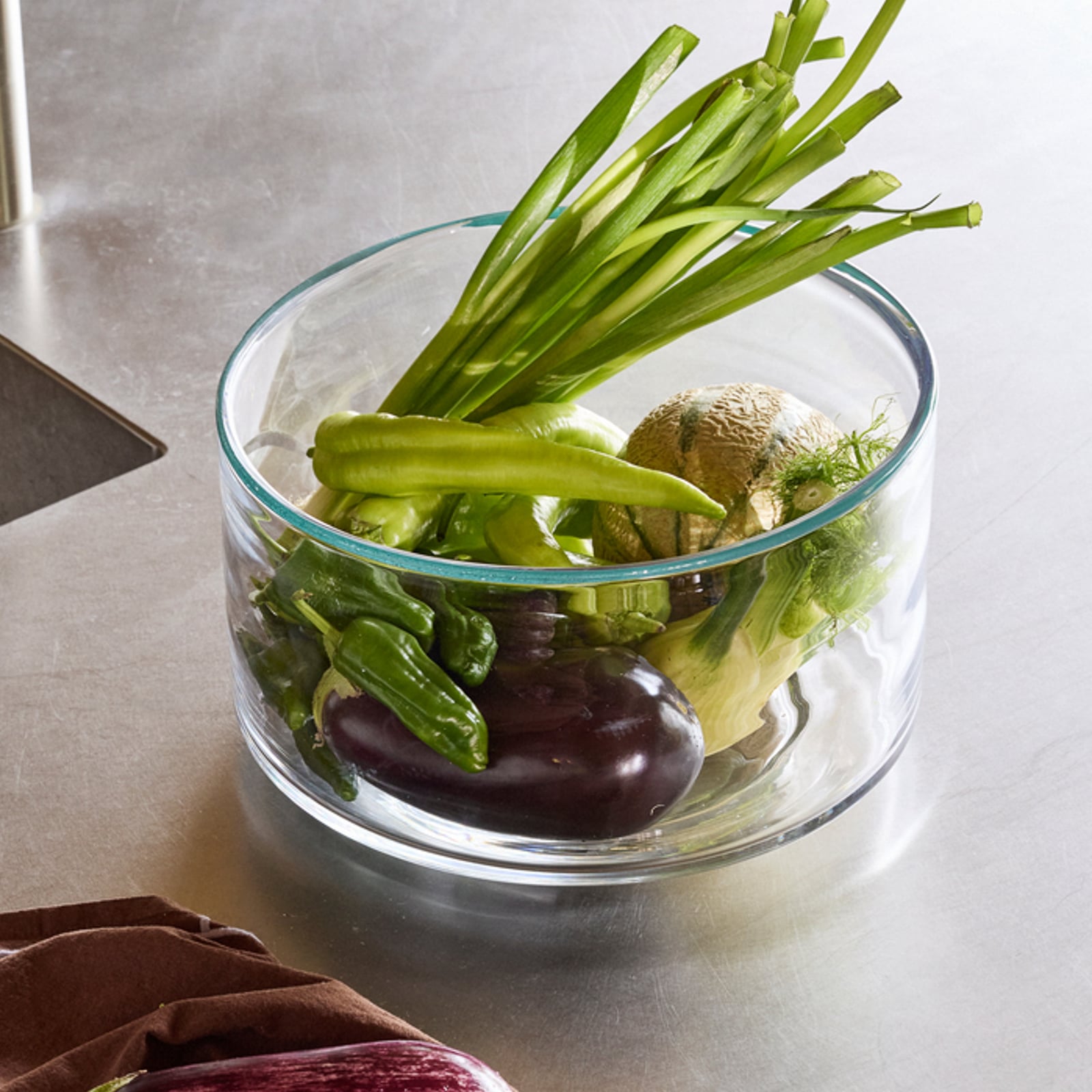 Ciotola Clea trasparente/verde Ø 30 cm in vetro - Hübsch