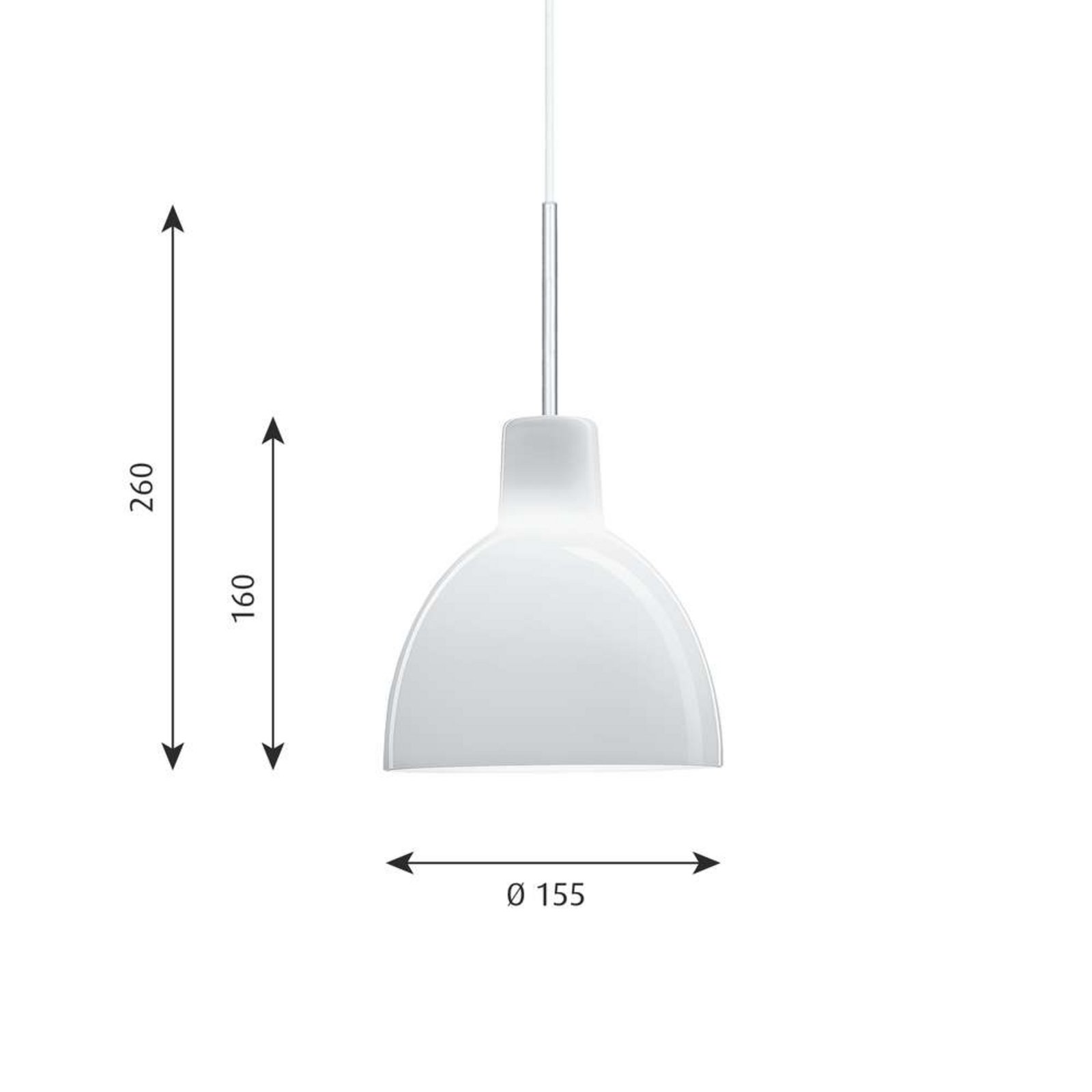 Toldbod Candeeiro Suspenso de Vidro ø155 White Opal - Louis Poulsen