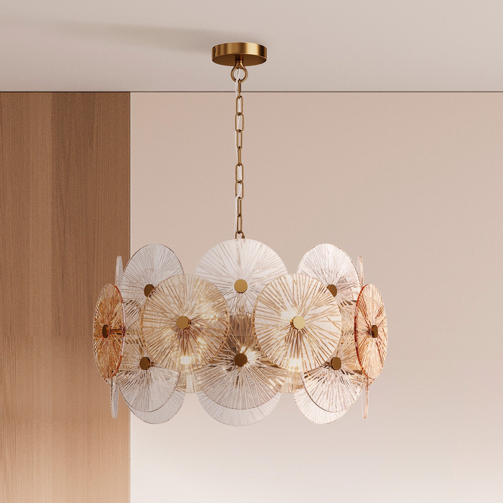 Maytoni lampă suspendată Aster sticlă Ø 626 cm 8 x E14 - Camera de zi / sufragerie - auriu chihlimbar transparent