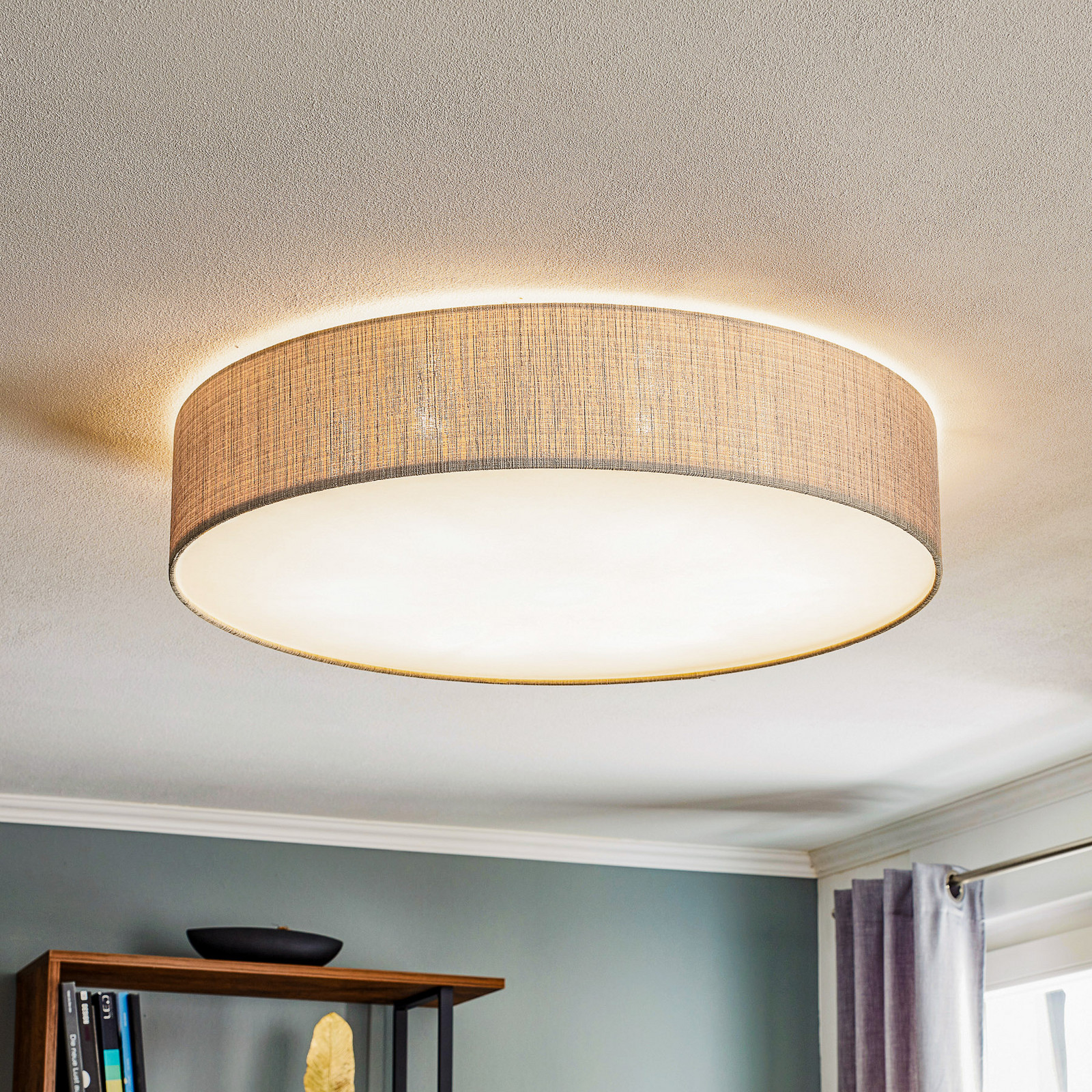 Euluna Plafonieră Turda Ø 78 cm gri - Camera de zi / sufragerie - Modern - gri alb - Țesătură / Textil
