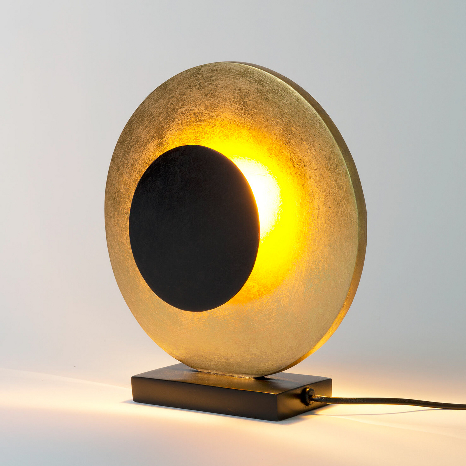LED-bordlampe INFINITY TAVOLO, svart/gull, 27 cm, metall