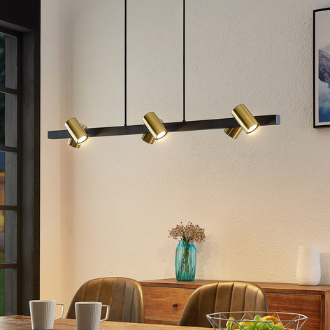 Lindby Savoli lámpara colgante, largo, negro-oro