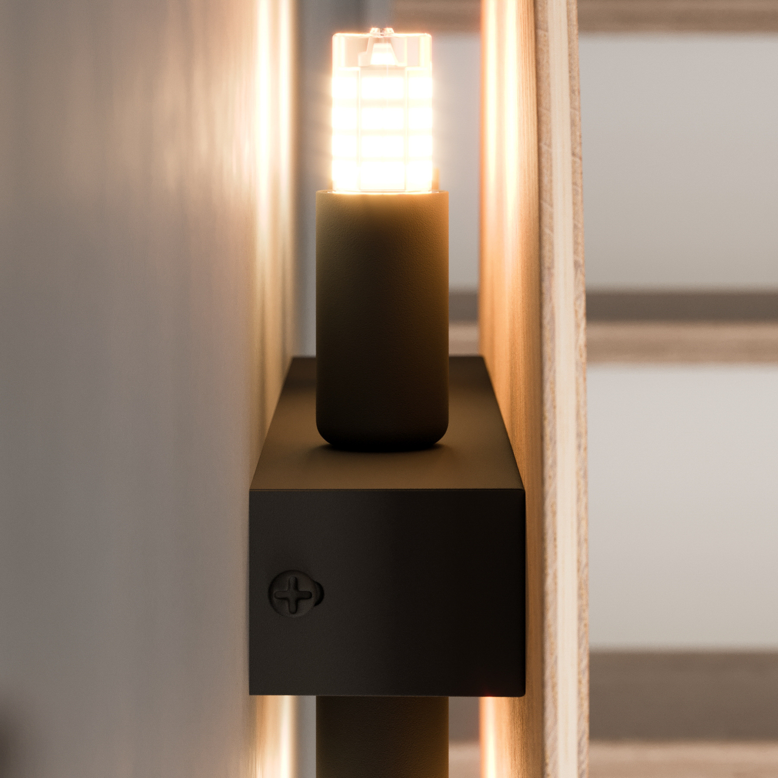 Luna Wood Wandleuchte, Ø 30 cm, Eichenholz, Envostar