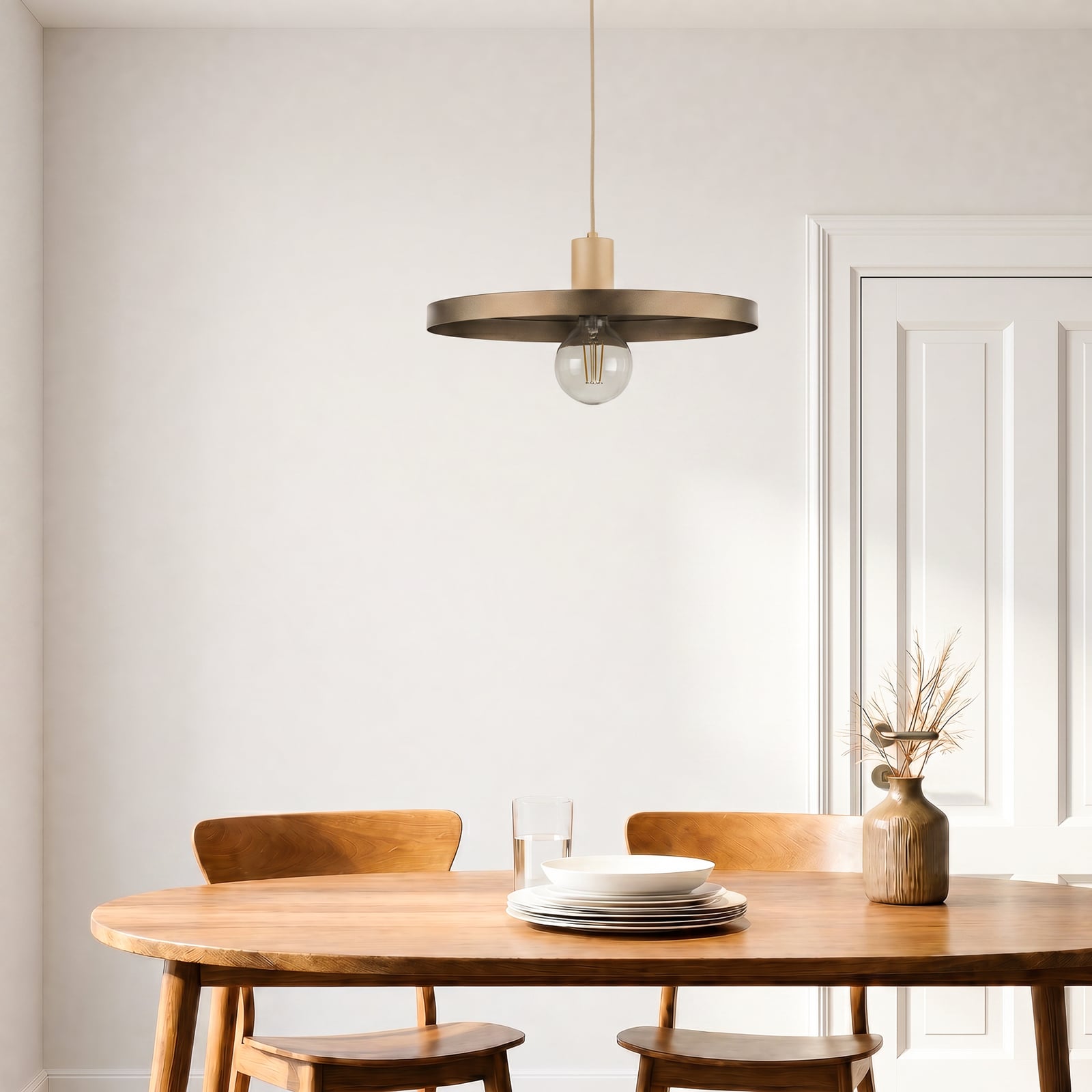 Suspension Sila, marron/sable, métal, Ø 45 cm, E27