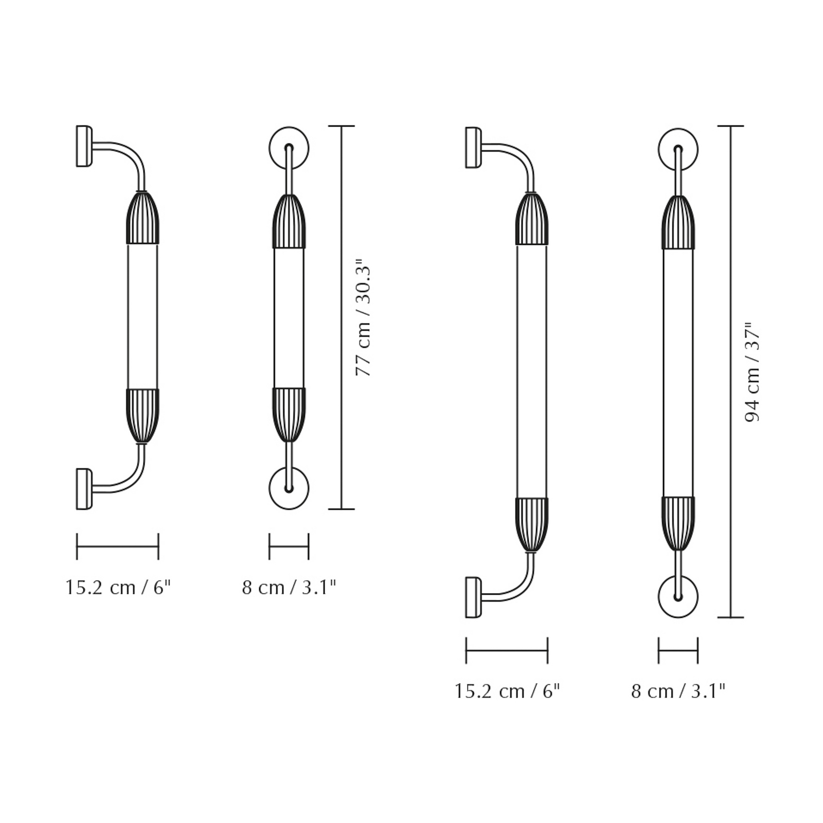 UMAGE Wandlampe Lemon Squeeze 2-fl., Länge 77 cm, messing