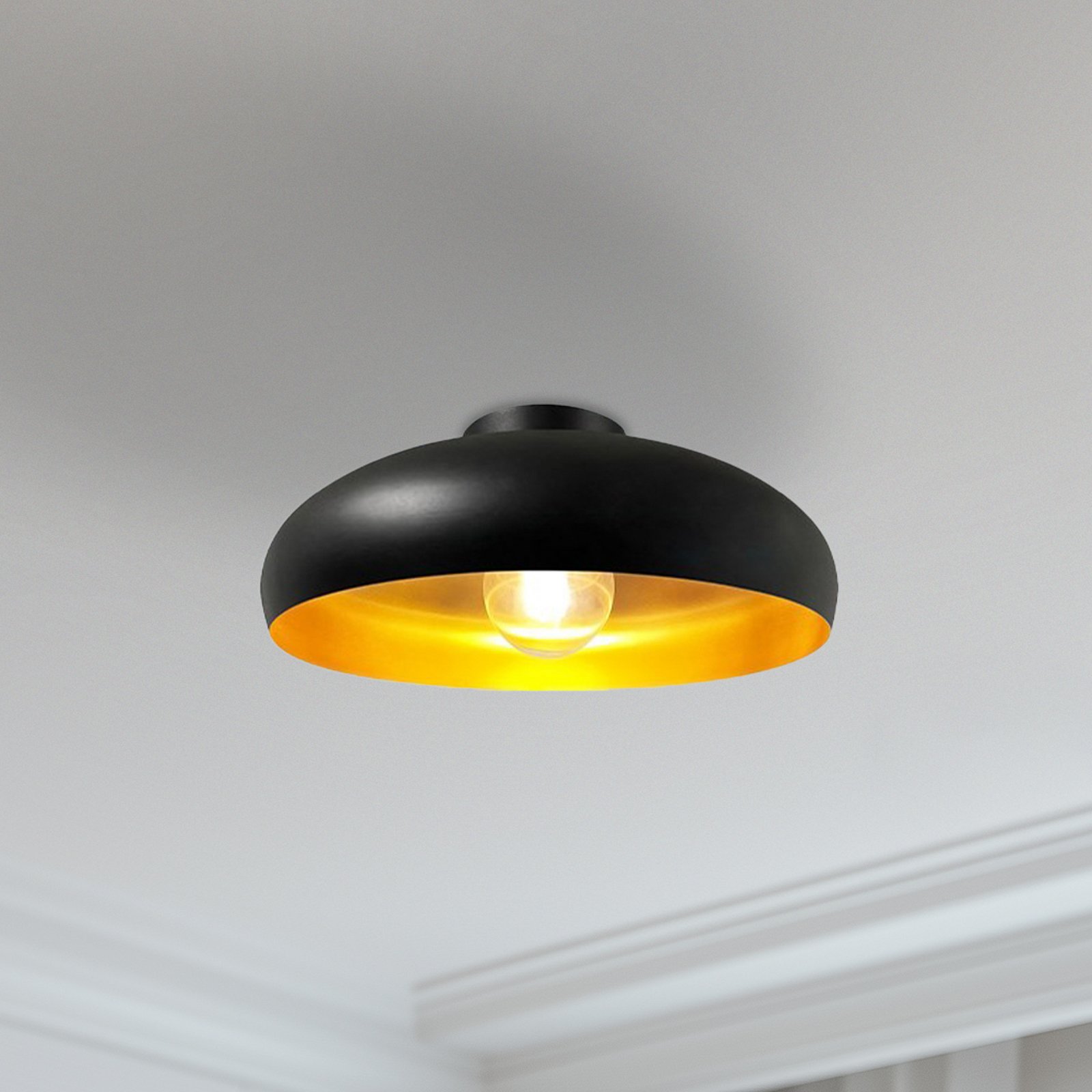 Olli ceiling light, black/gold Ø 40 cm, metal, E27