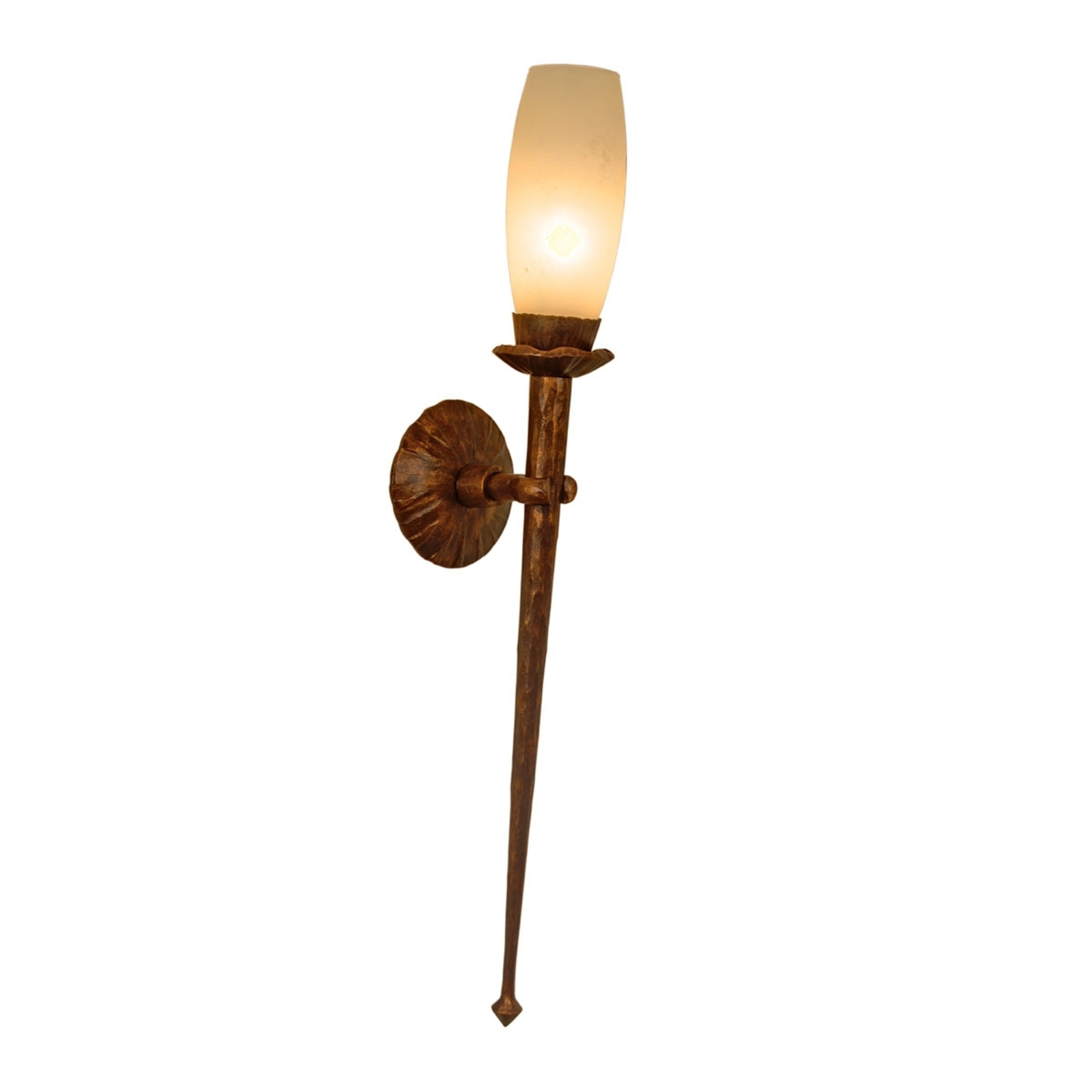 Menzel CHATEAU forged wall light, for Living / Dining Room, iron, scavo glass, E27, 100 W, energy efficiency: A++, W: 19 cm, H: 100 cm