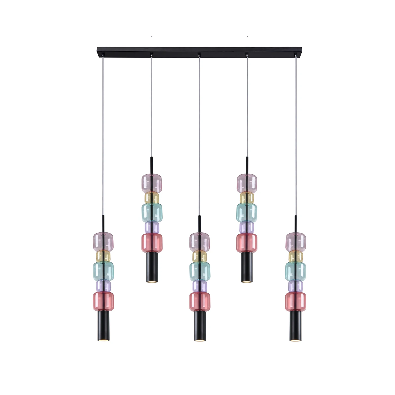 Kare riputatav lamp Candy Bar Colore, klaas, 5-lambiline, GU10