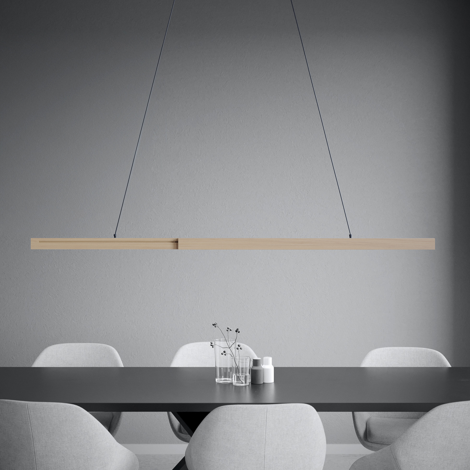 LED viseća svjetiljka Montebuono "Zvijezde svjetla", drvo, 180 cm, prigušiva