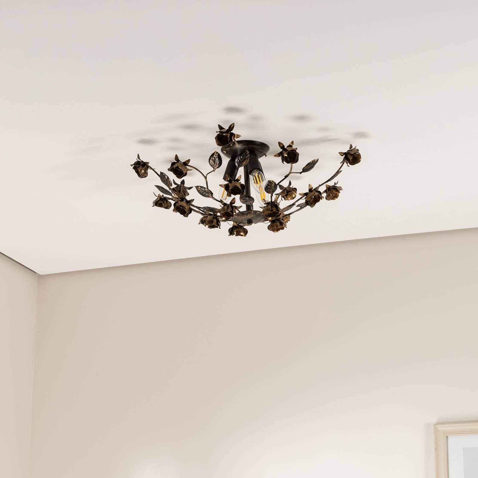 Lampa sufitowa Carolina, brązowa, 3-punktowa, żelazo