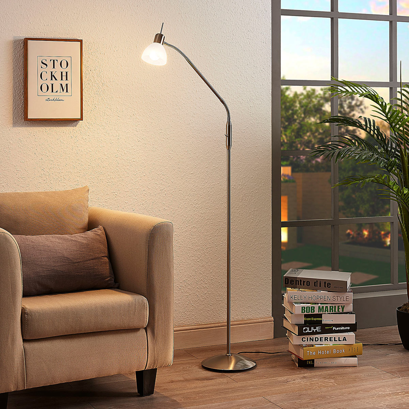 Lampka do czytania LED Gwendolin w kolorze niklu