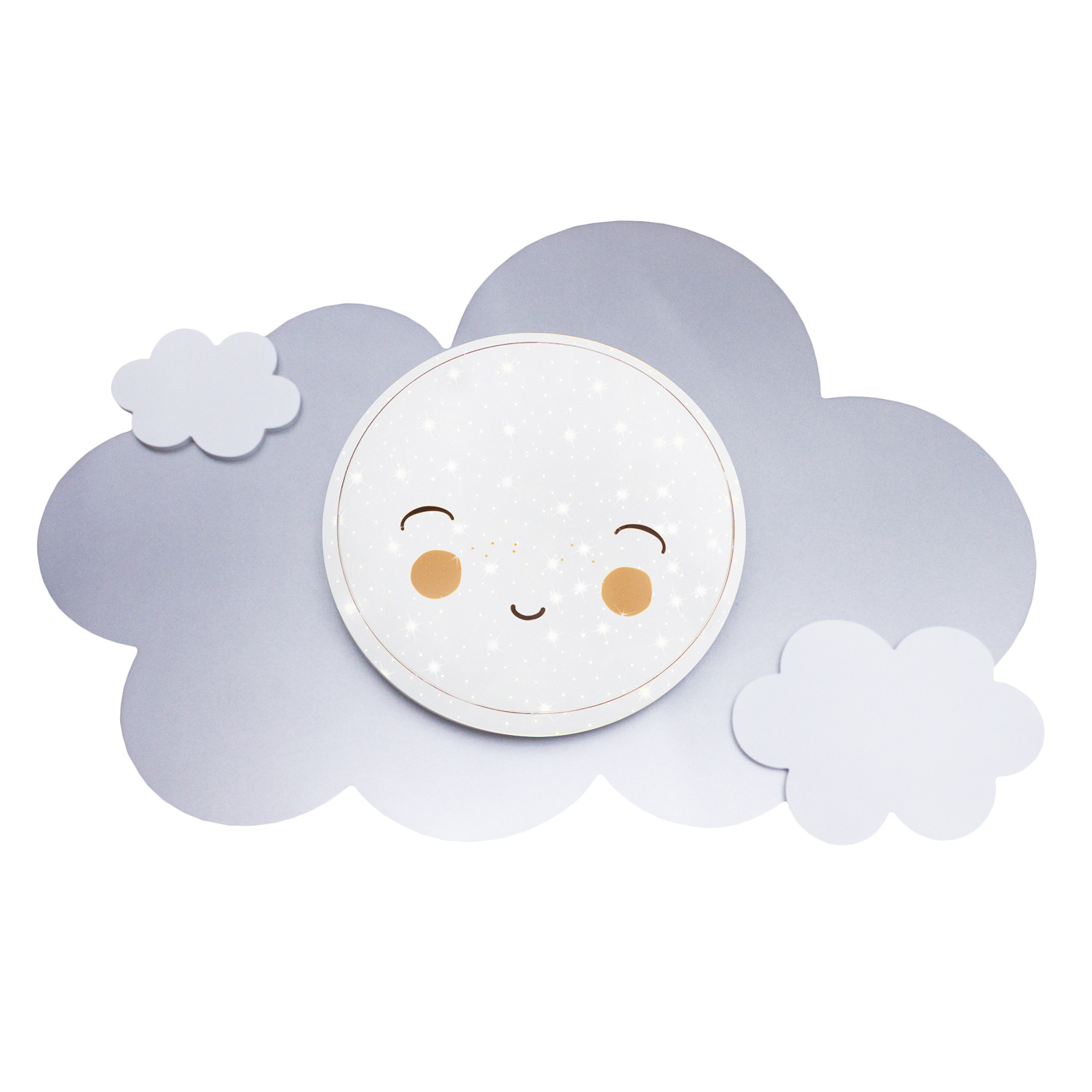Elobra Starlight Smile LED wall light, cloud, silver, for Children's Room, wood, plastic, 14 W, energy efficiency: A+, W: 75 cm, H: 50 cm