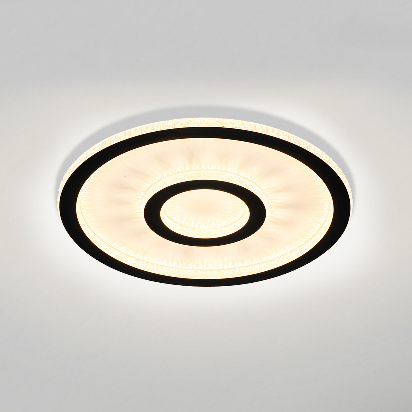 Lámpara LED de techo Roundel, blanco/negro, Ø 35 cm, hierro/acrílico