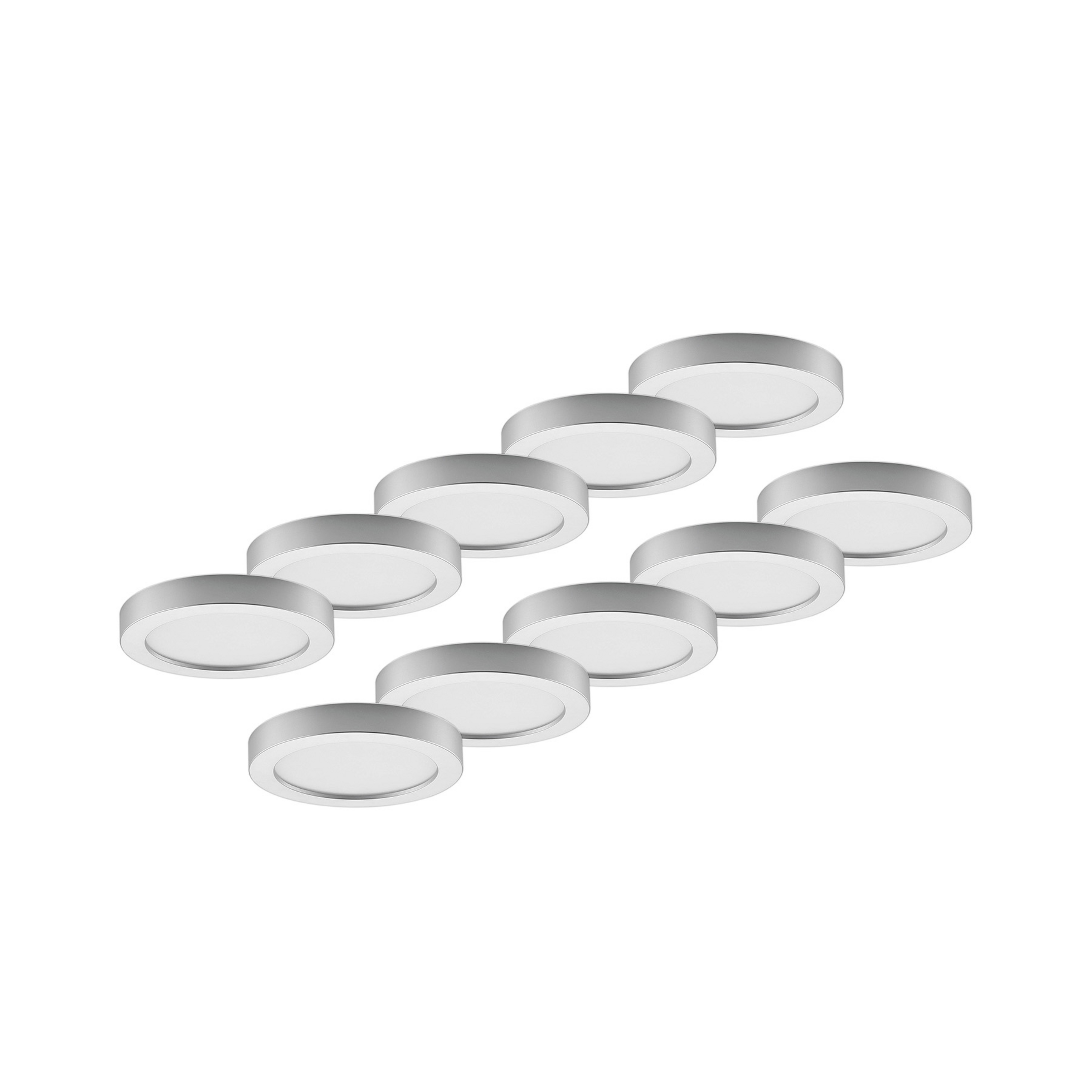 Prios Plafoniera LED Edwina, argento, 25 cm, set da 10