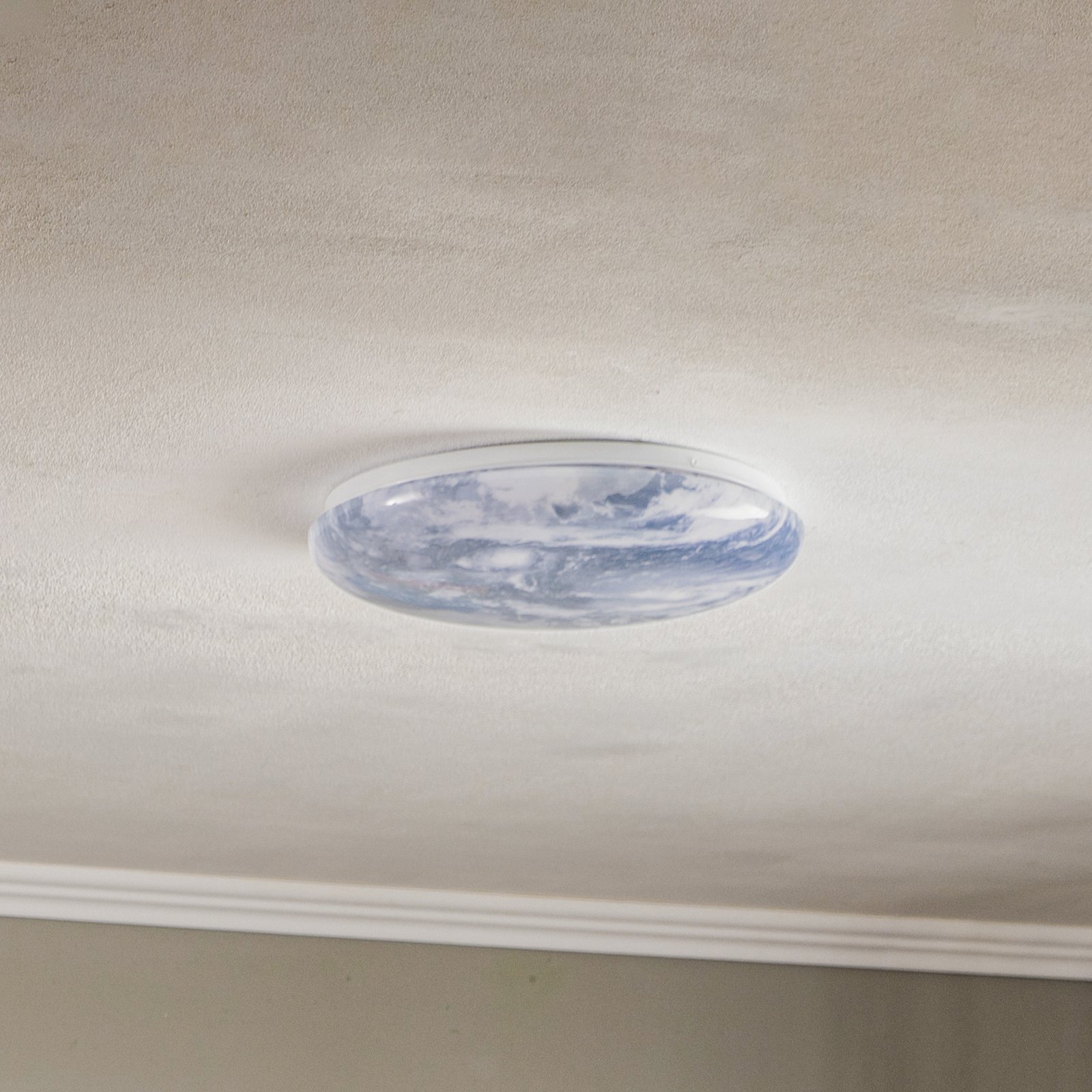 Lindby LED ceiling light Orbi, 38 cm, blue/white, plastic