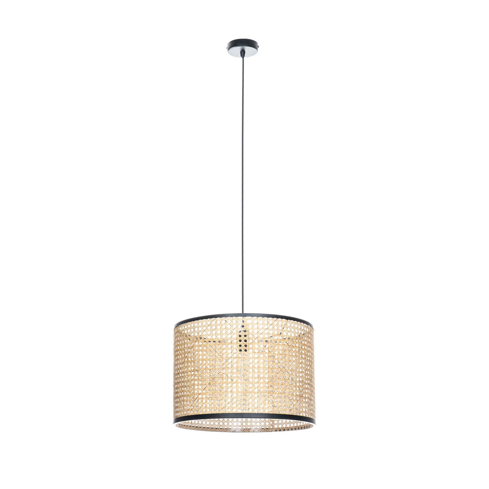 Lindby lampada a sospensione Yaelle, Ø 40 cm, rattan, nero, E27