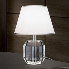 Lámpara de mesa Alexis con cristal cromo/blanco