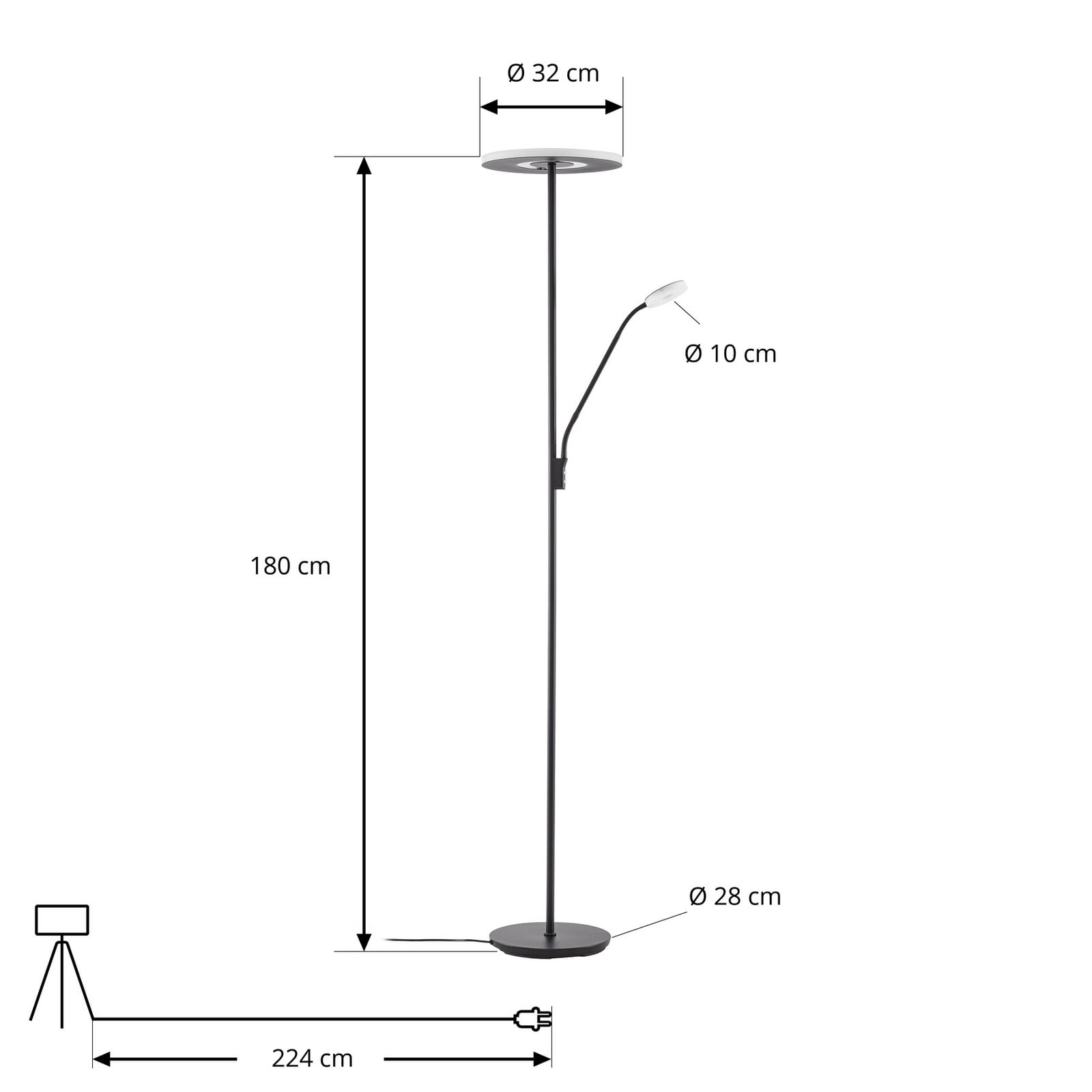 Raymond LED-golvlampa, läslampa, 180 cm, svart, metall, CCT – Lucande Raymond LED-golvlampa, läslampa, 180 cm, svart, metall, CCT – Lucande