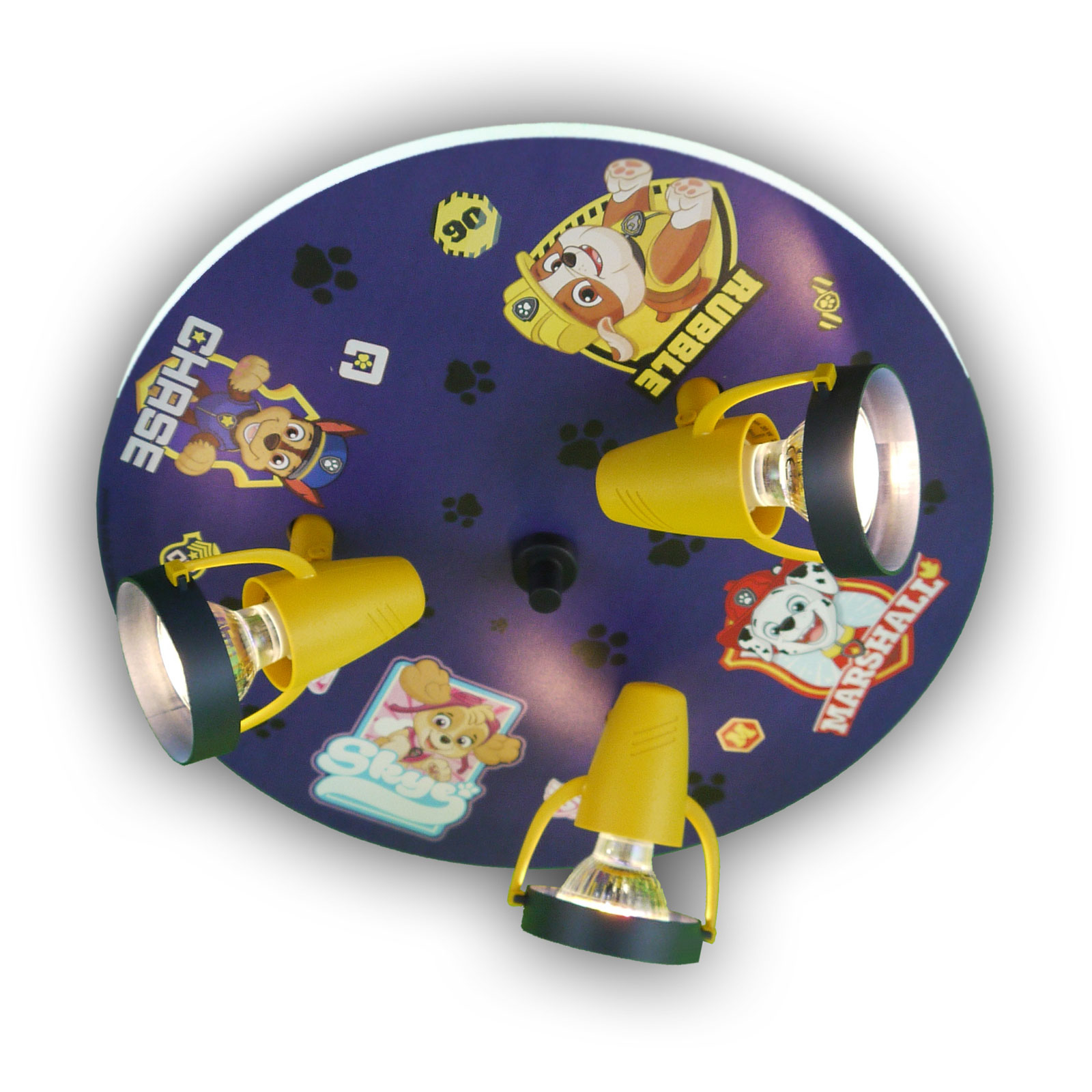 Niermann Standby Paw Patrol ceiling light with three spotlights, for Children's Room, MDF, polycarbonate, GU10, 35 W, energy efficiency: A++, H: 15 cm