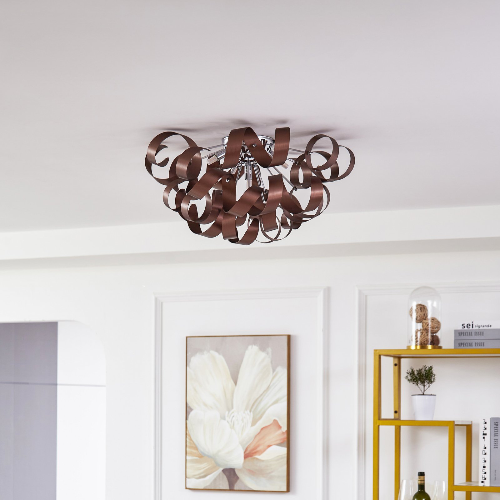 Lucande Kaelor ceiling light, copper, Ø 54 cm